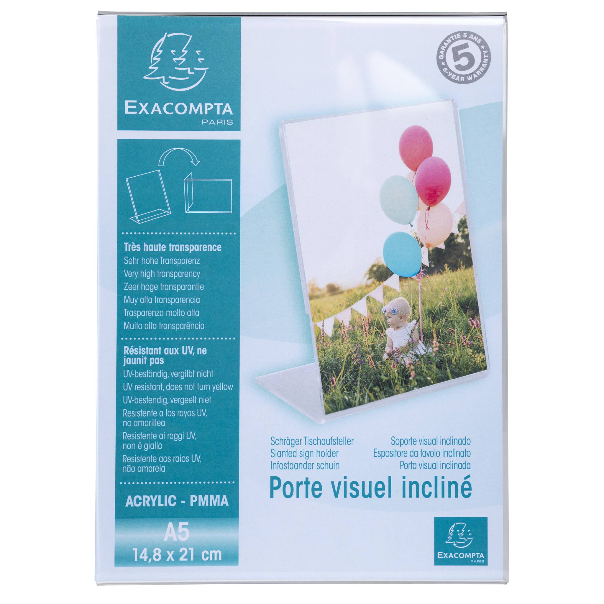 Exacompta 30x schräger Tischaufsteller A5 Hochformat/Querformat Kristall 85058D