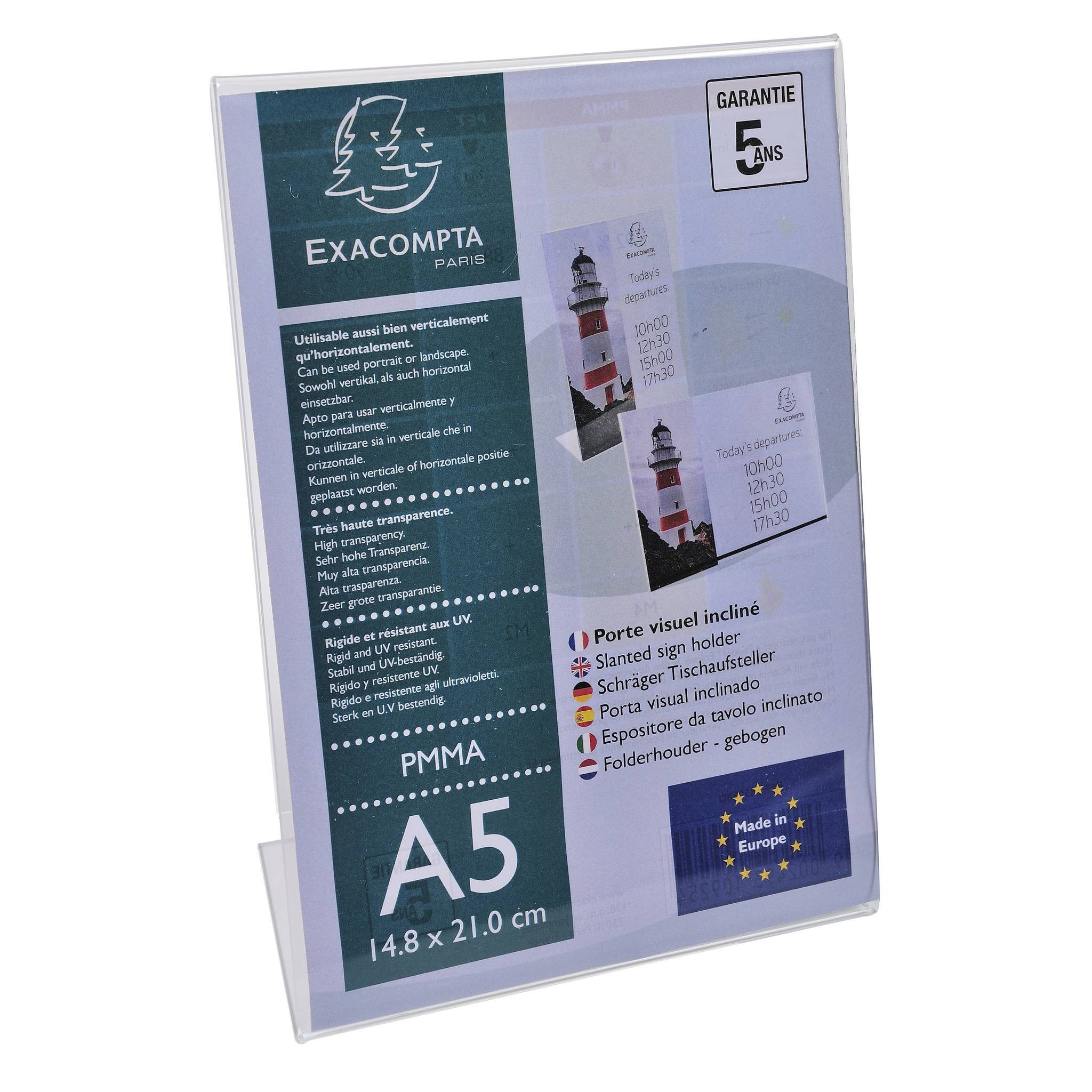 Exacompta 30x schräger Tischaufsteller A5 Hochformat/Querformat Kristall 85058D