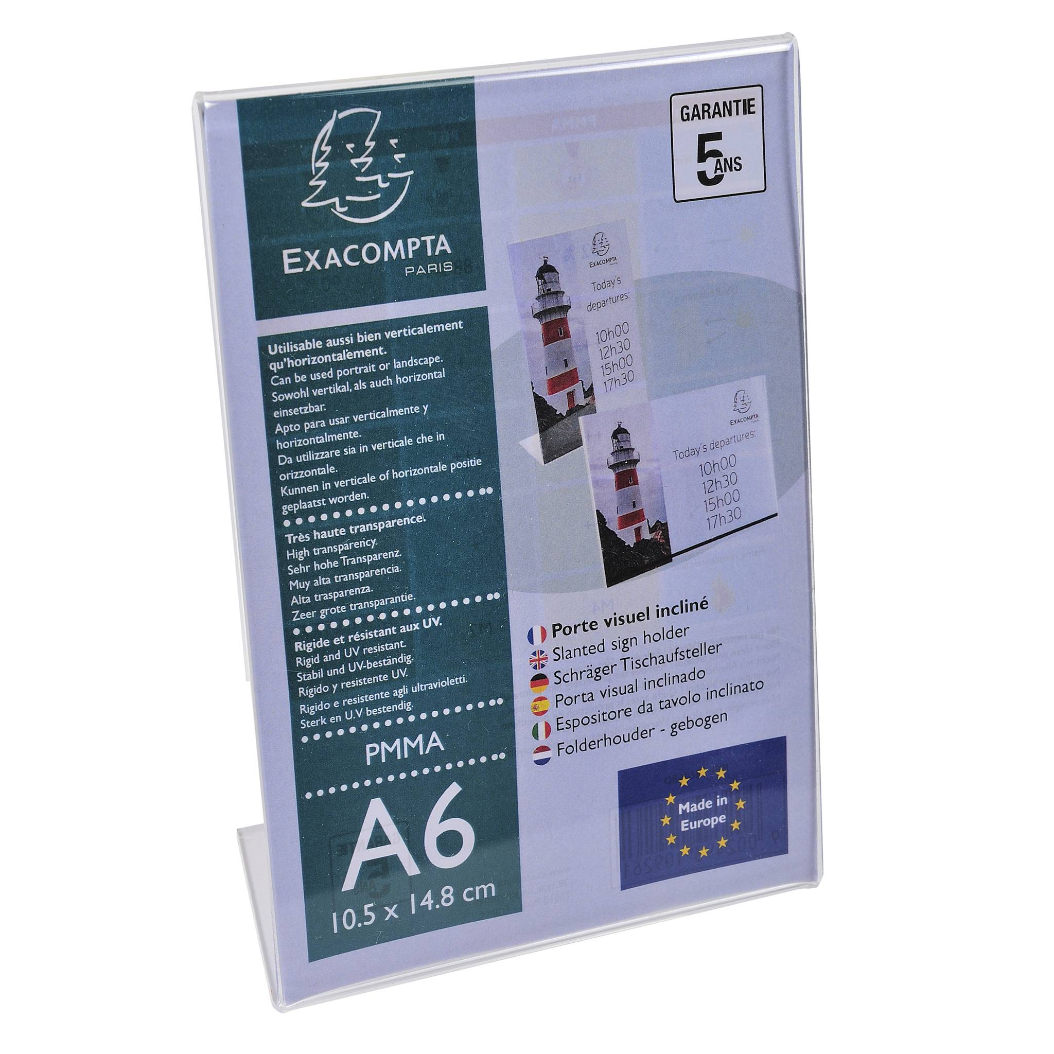 Exacompta 30x schräger Tischaufsteller A6 Hochformat/Querformat Kristall 86058D