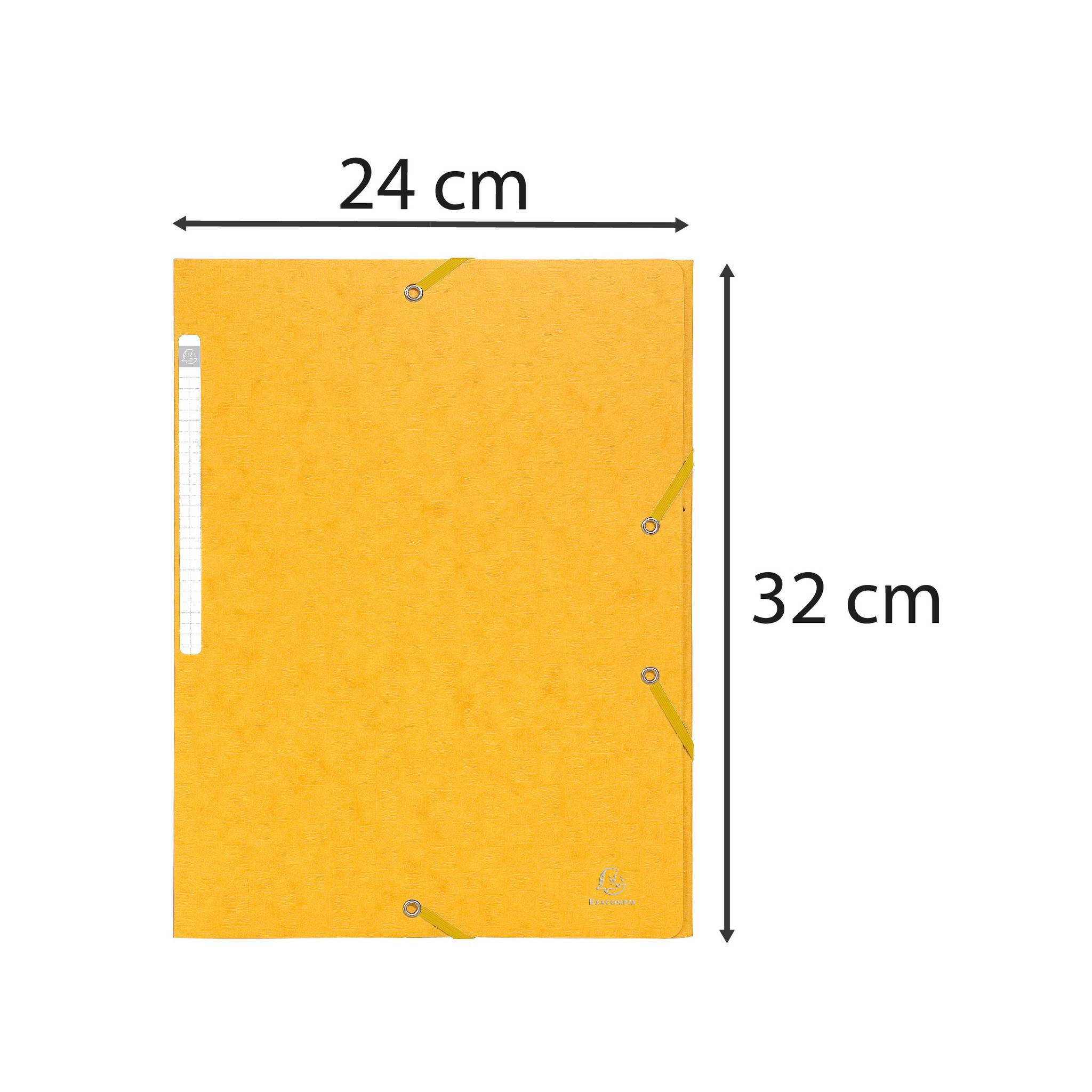 Exacompta 50x Sammelmappe + Gummizug, 3 Klappen Karton, 425g/qm A4, Gelb, 55759E