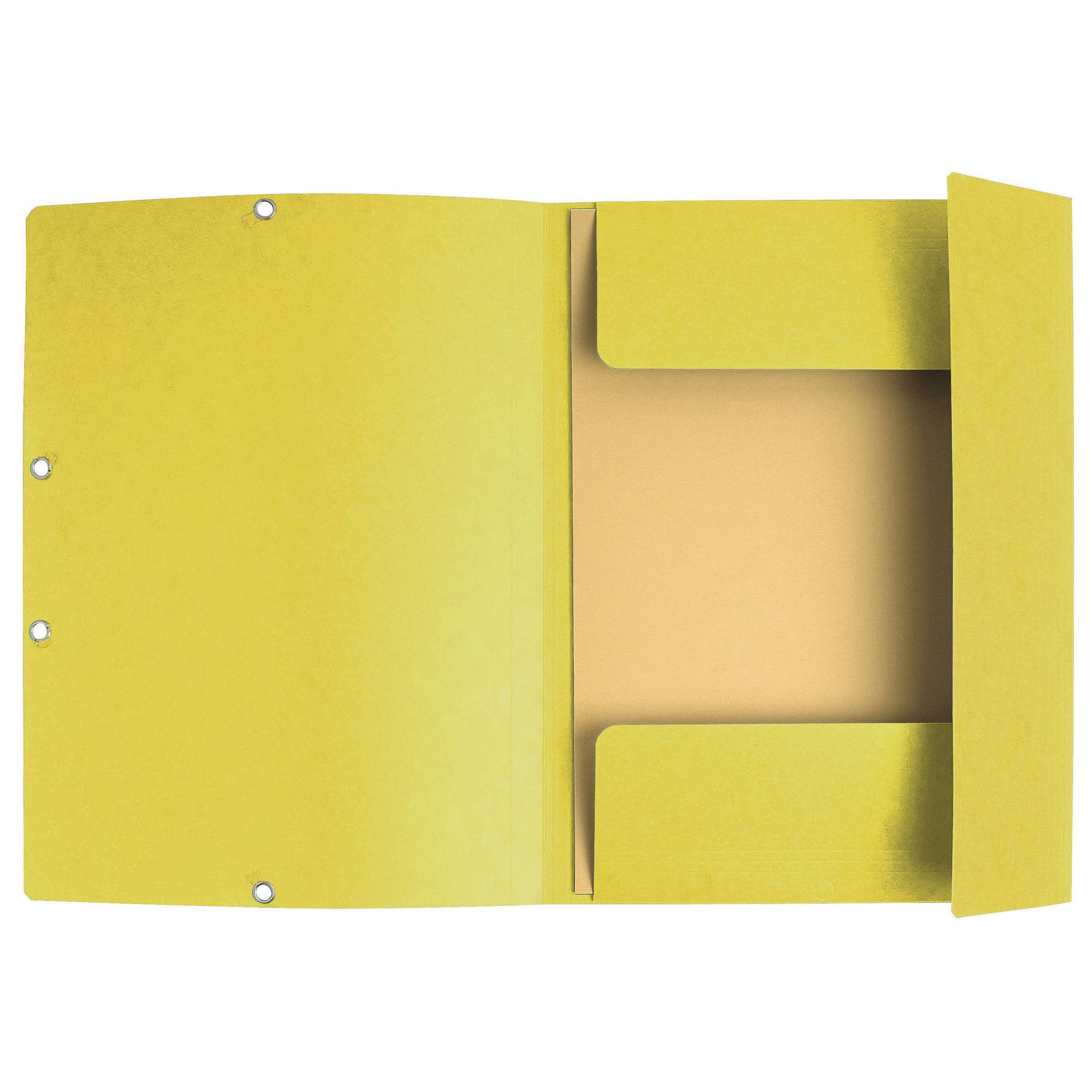 Exacompta 25x Sammelmappe +Gummizug 3 Klappen Karton A4 Zitrusgelb 55529E