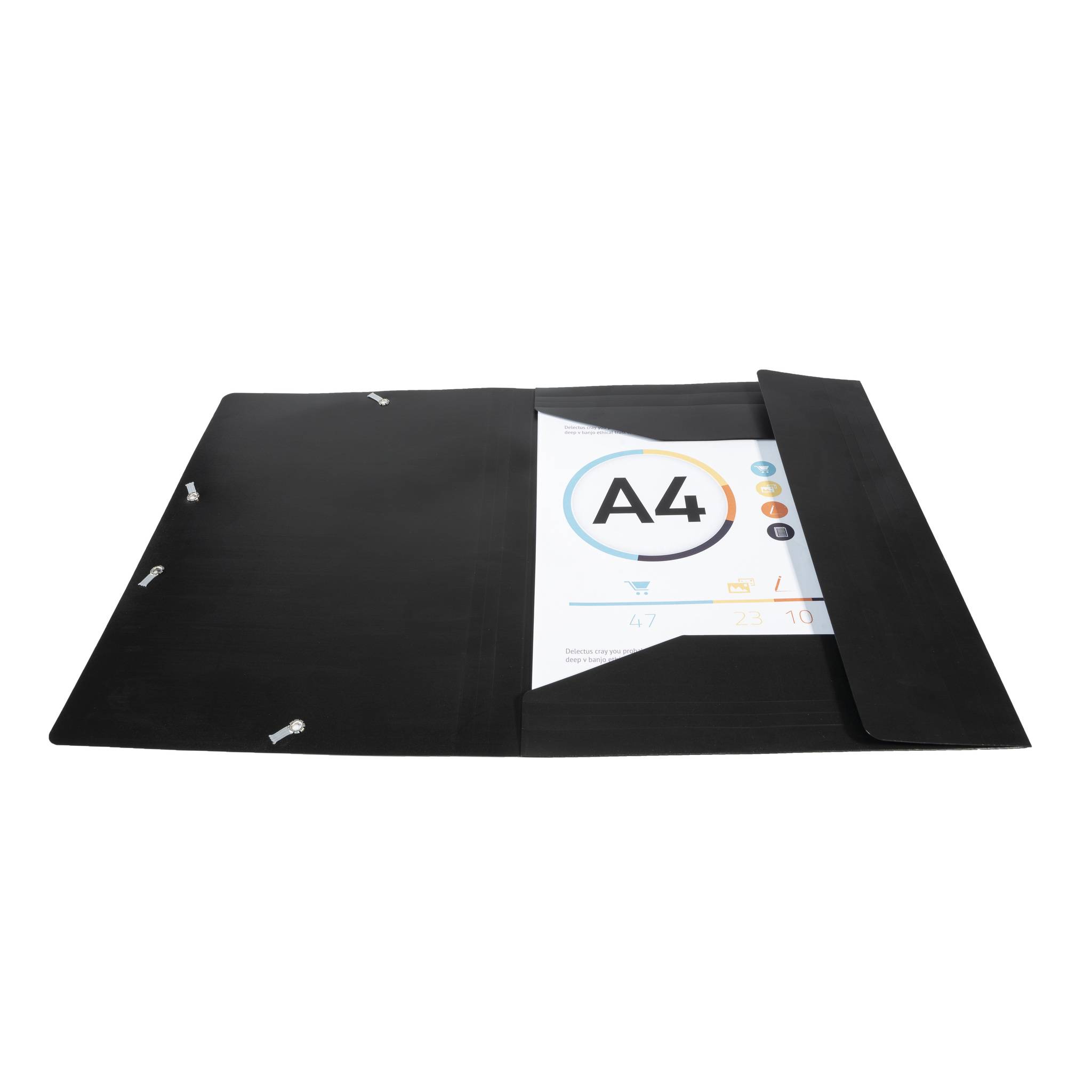 Exacompta 30x Sammelmappe +Gummizug 3 Klappen PP 400µ Eco A4 Schwarz 55901E