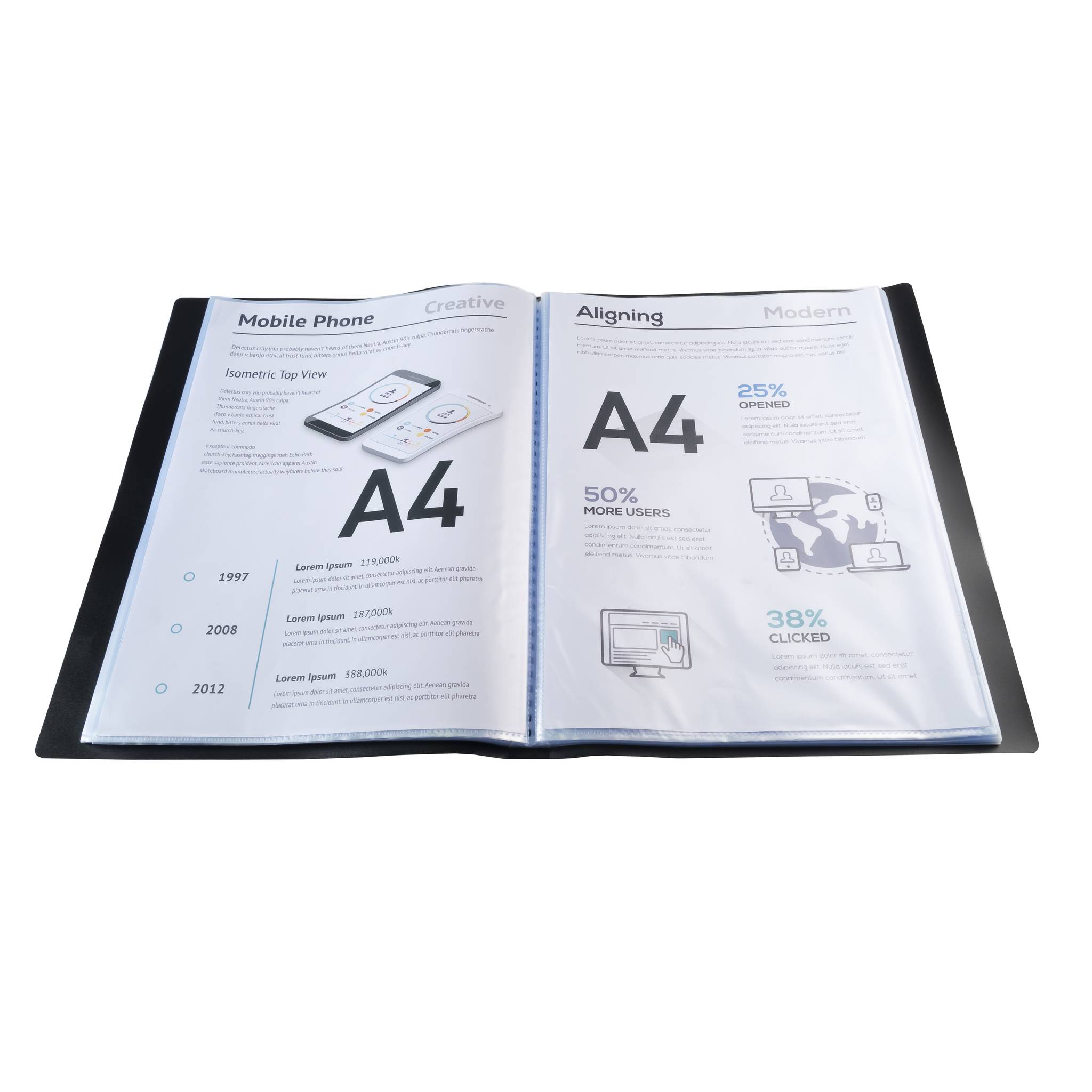 Exacompta 8x Sichtmappe A4 flexiblem Polypropylen, 80 Hüllen, Schwarz, 8581E