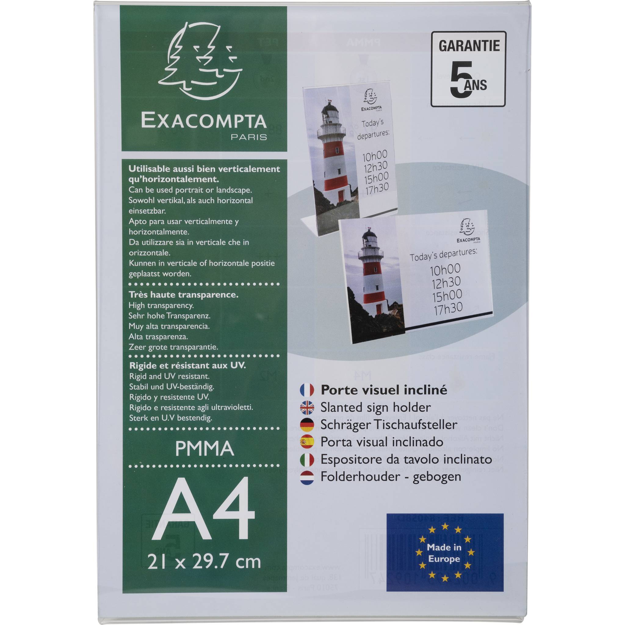 Exacompta 30x schräger Tischaufsteller A4 Hochformat/Querformat Kristall 84058D