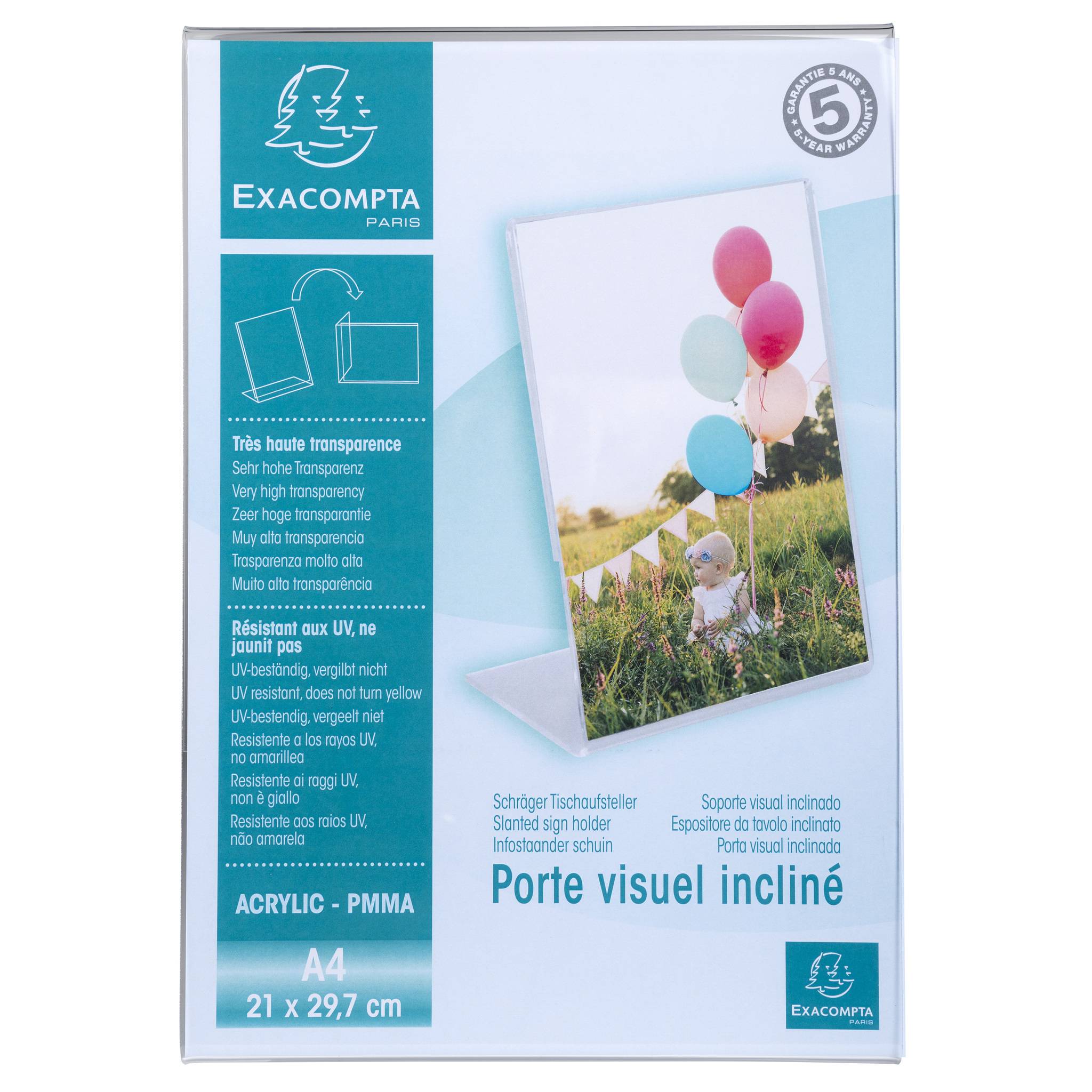 Exacompta 30x schräger Tischaufsteller A4 Hochformat/Querformat Kristall 84058D