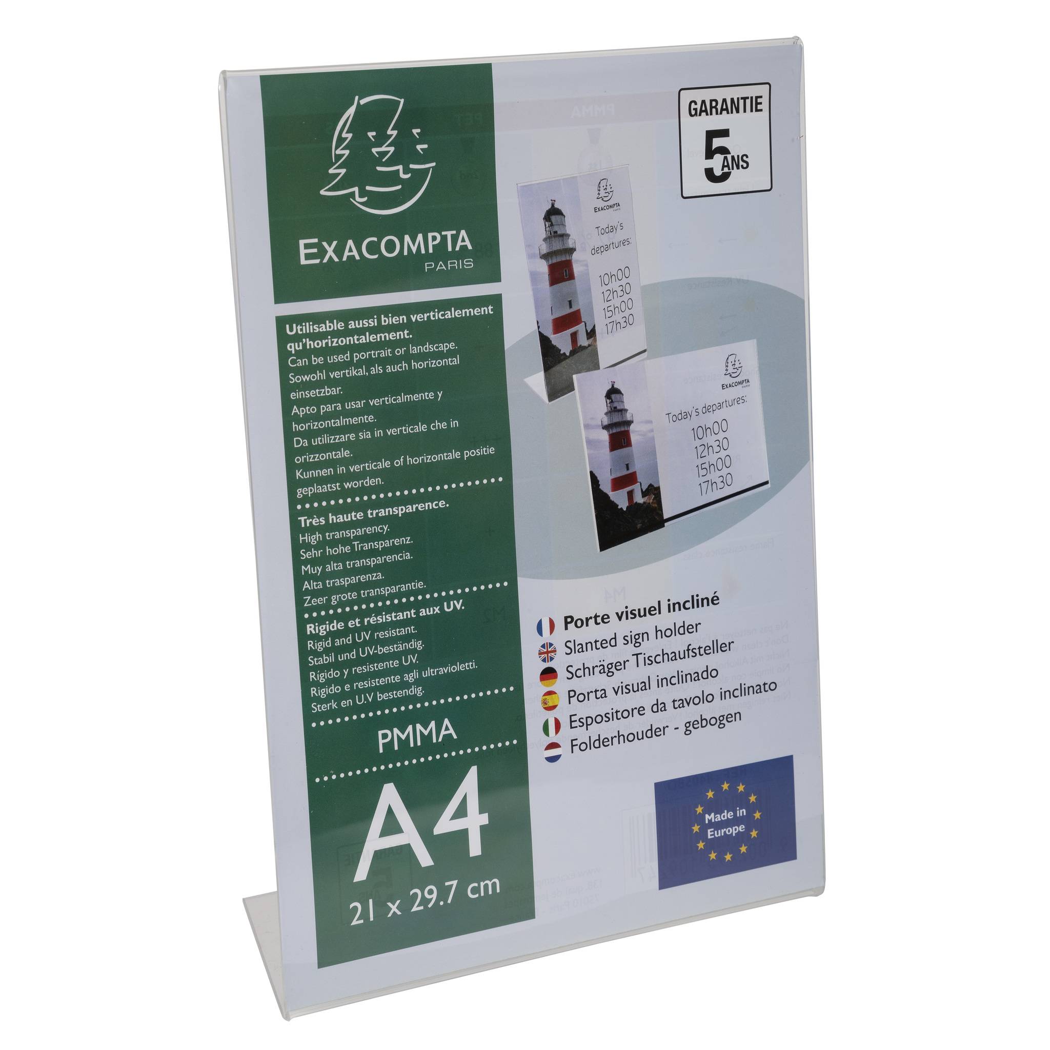 Exacompta 30x schräger Tischaufsteller A4 Hochformat/Querformat Kristall 84058D