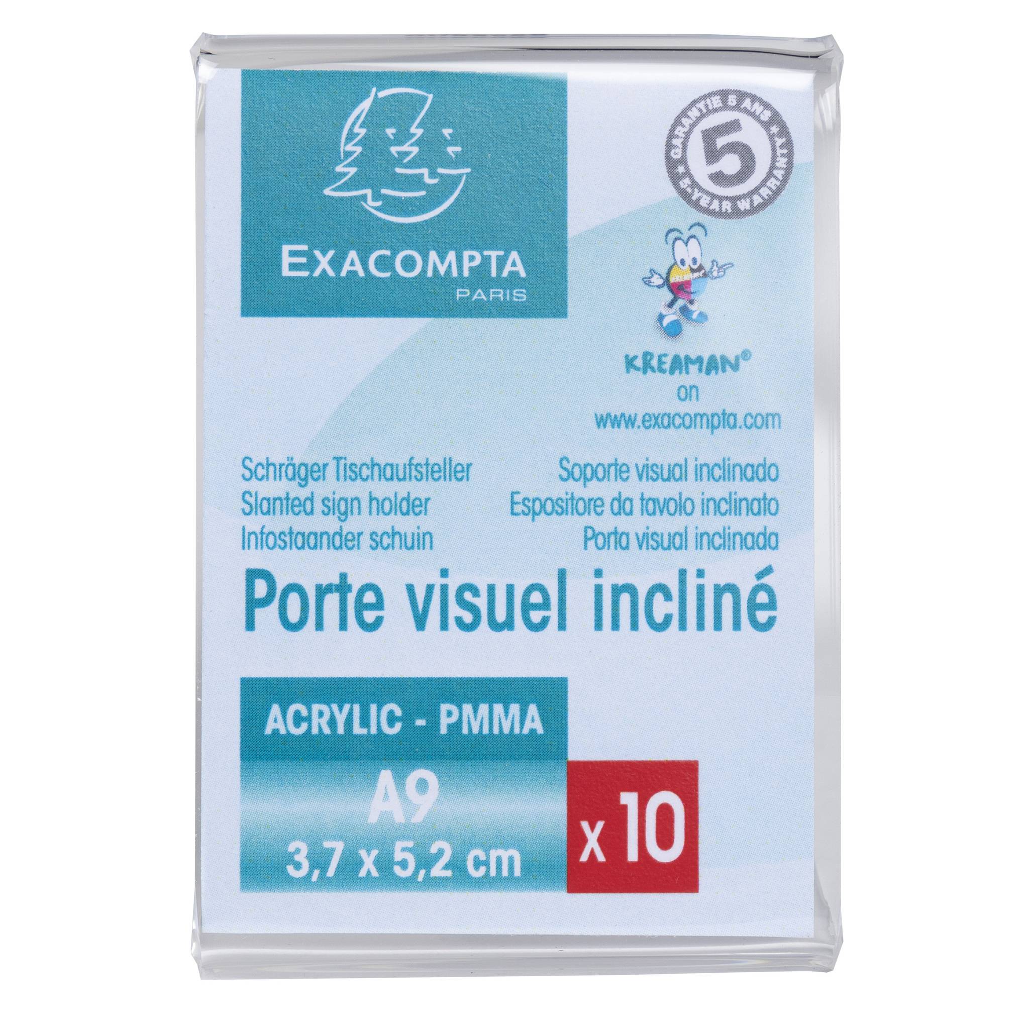 Exacompta 20x Set + 10 Tischaufstellern A9 Hochformat Exacryl Kristall 89058HD