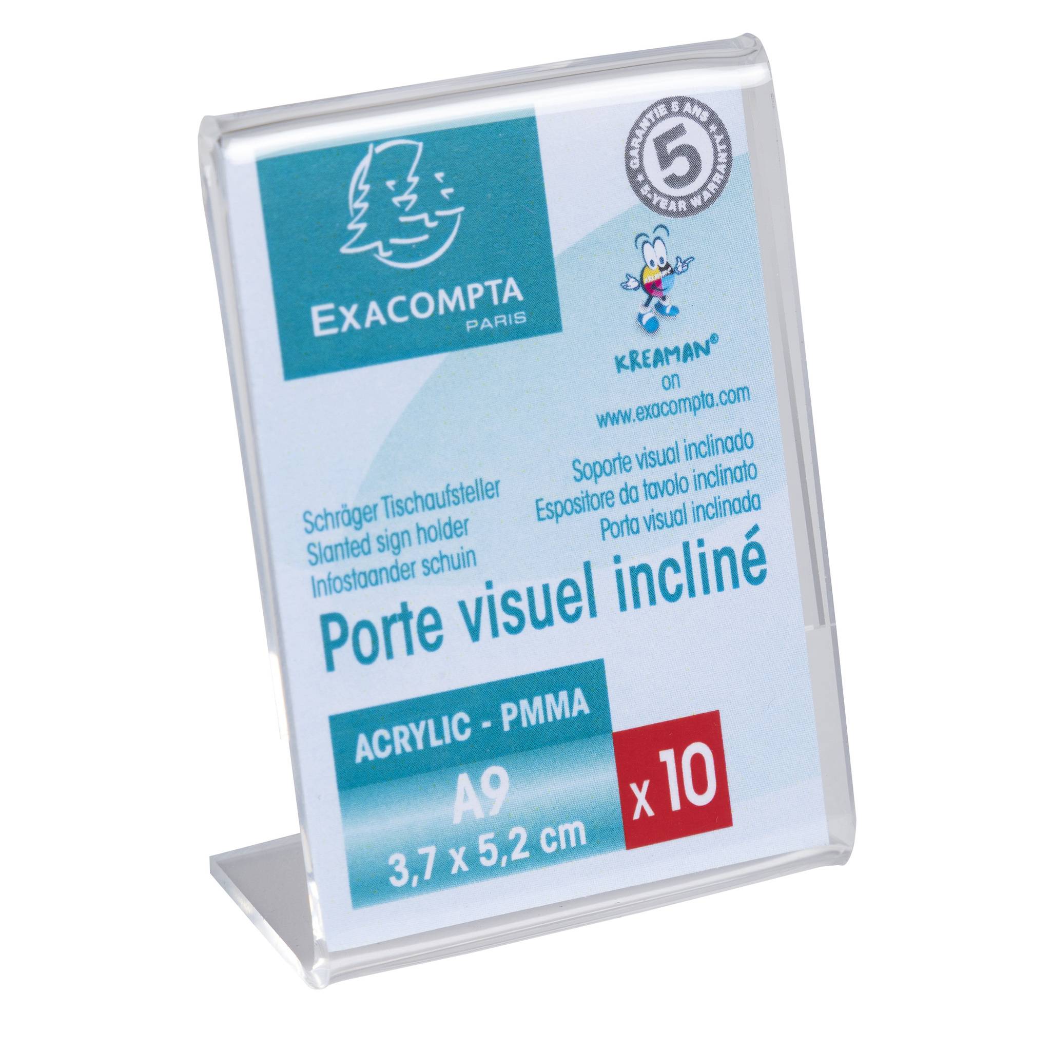 Exacompta 20x Set + 10 Tischaufstellern A9 Hochformat Exacryl Kristall 89058HD
