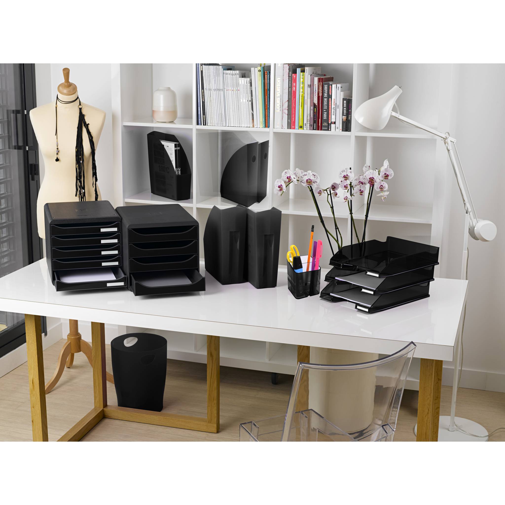 Exacompta 8x Papierkorb Ecobin, 15 Liter, ECOBlack - Schwarz - 453014D