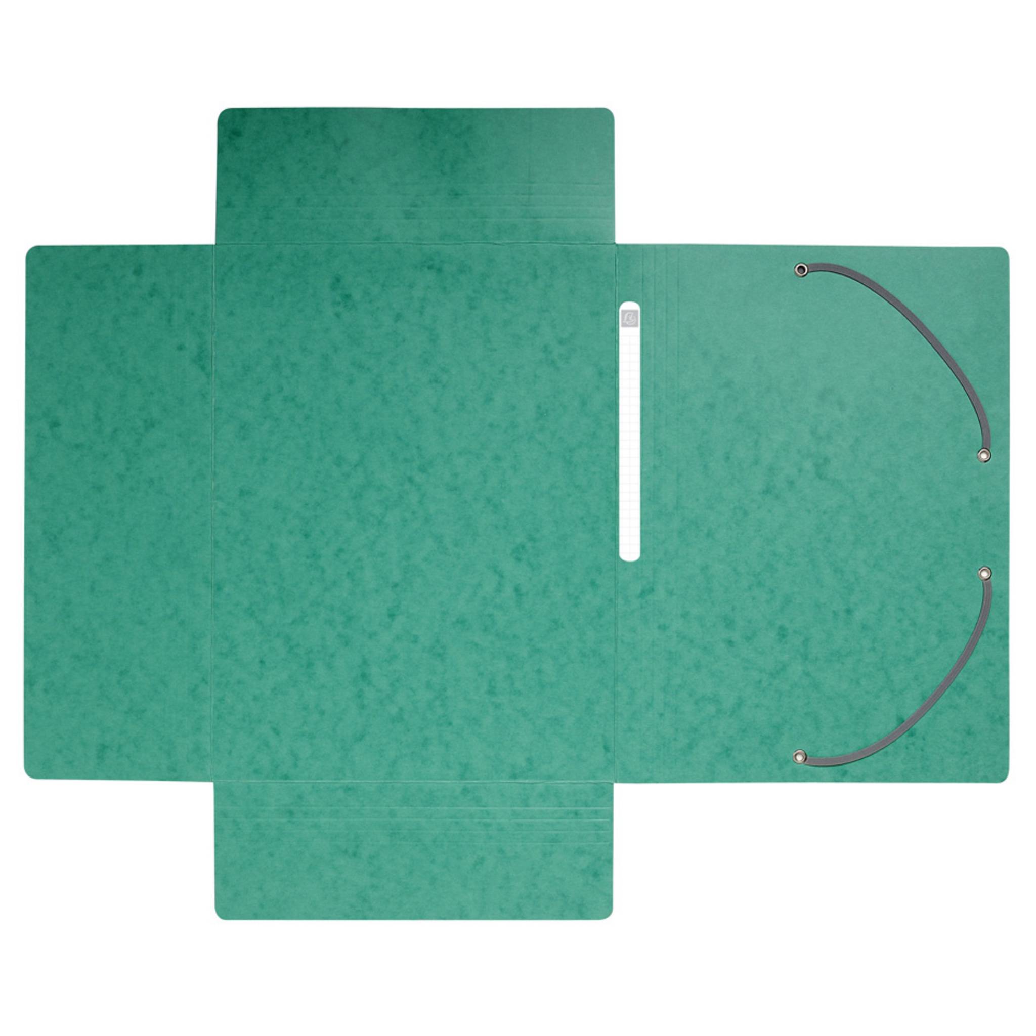 Exacompta 25x Sammelmappe + Gummizug 3 Klappen Karton 425g A4 MAXI Grün 17103H