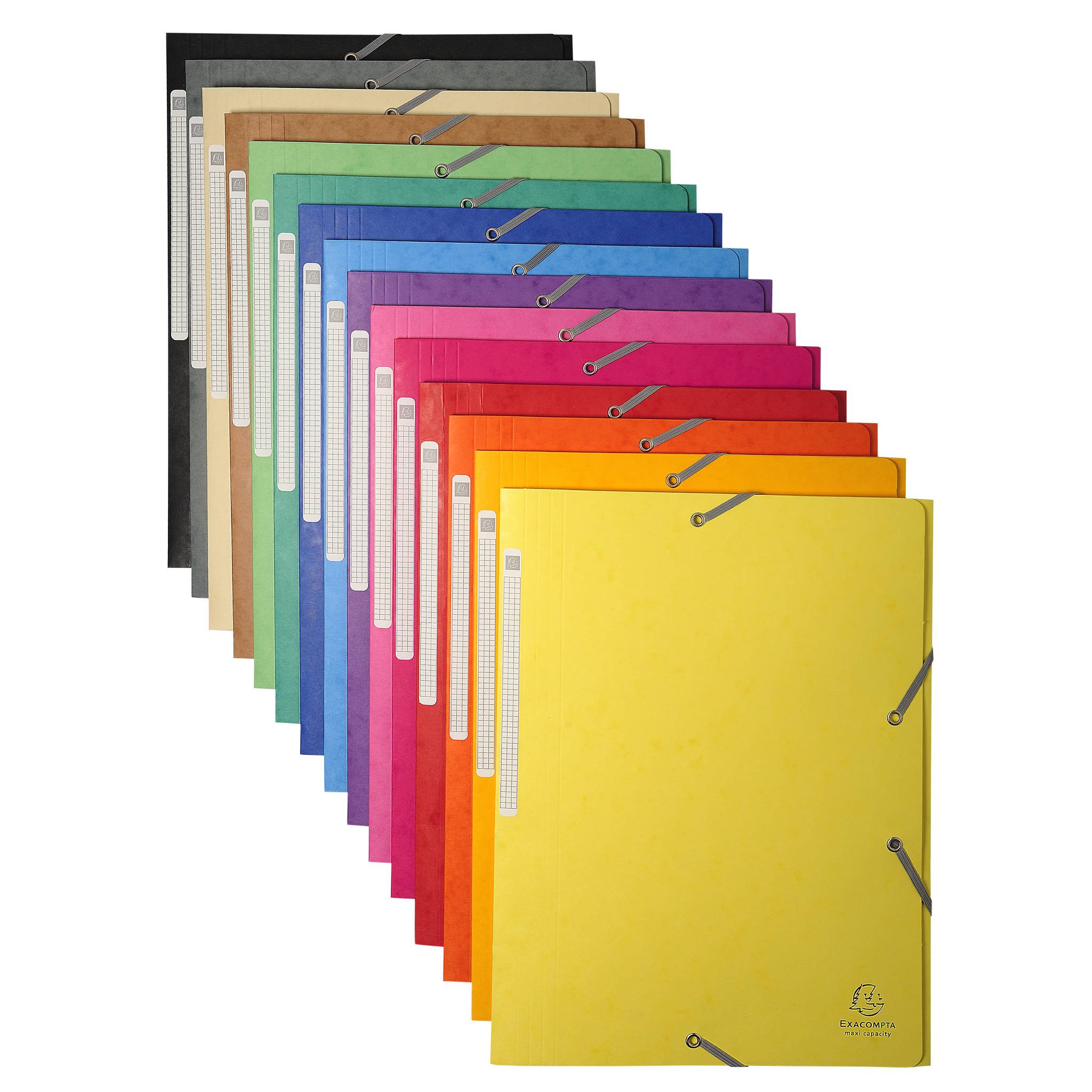 Exacompta 50x Sammelmappe +Gummizug 3 Klappen Karton A4 MAXI sortiert 17100H