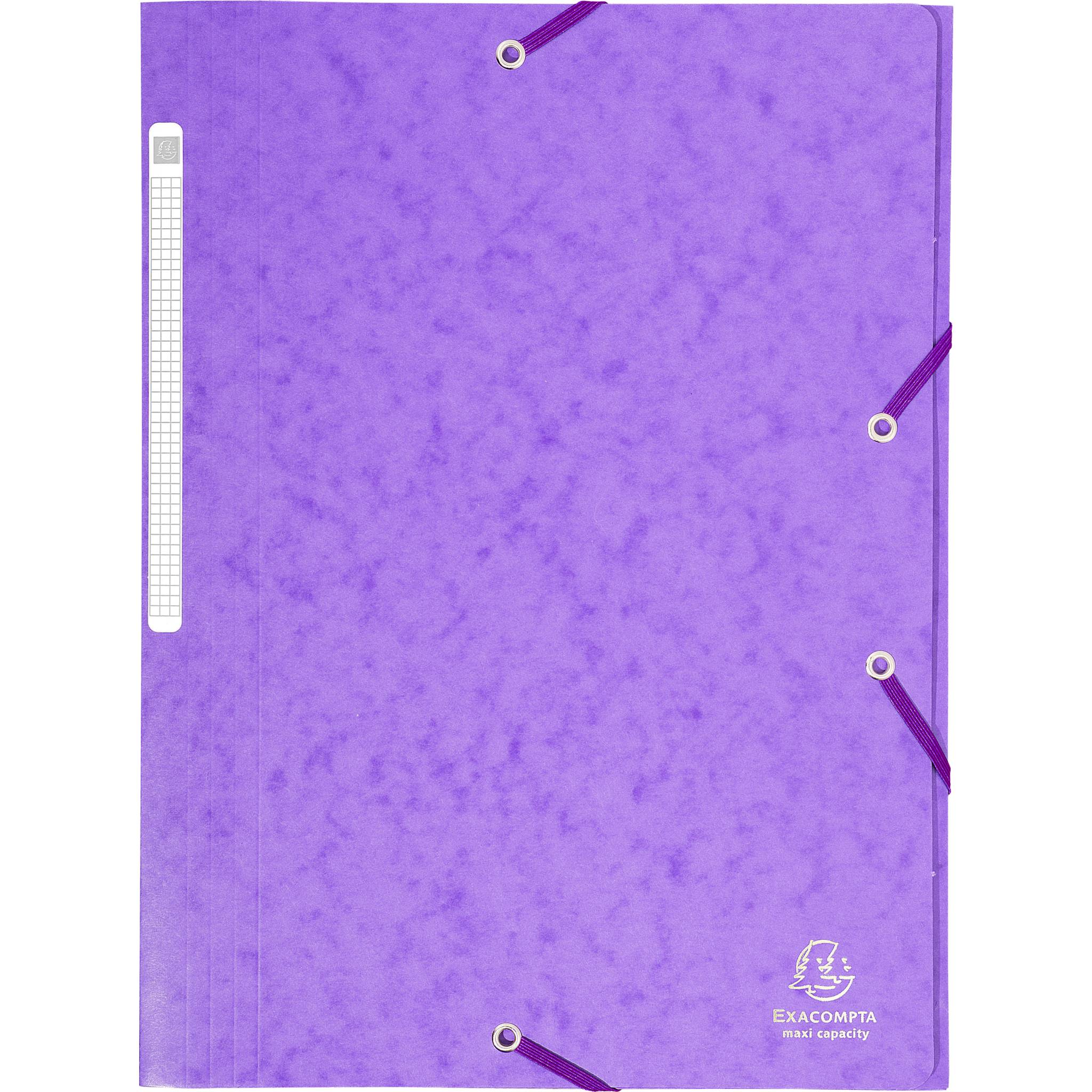 Exacompta 25x Sammelmappe +Gummizug 3 Klappen Karton 425g A4 MAXI Violett 17115H
