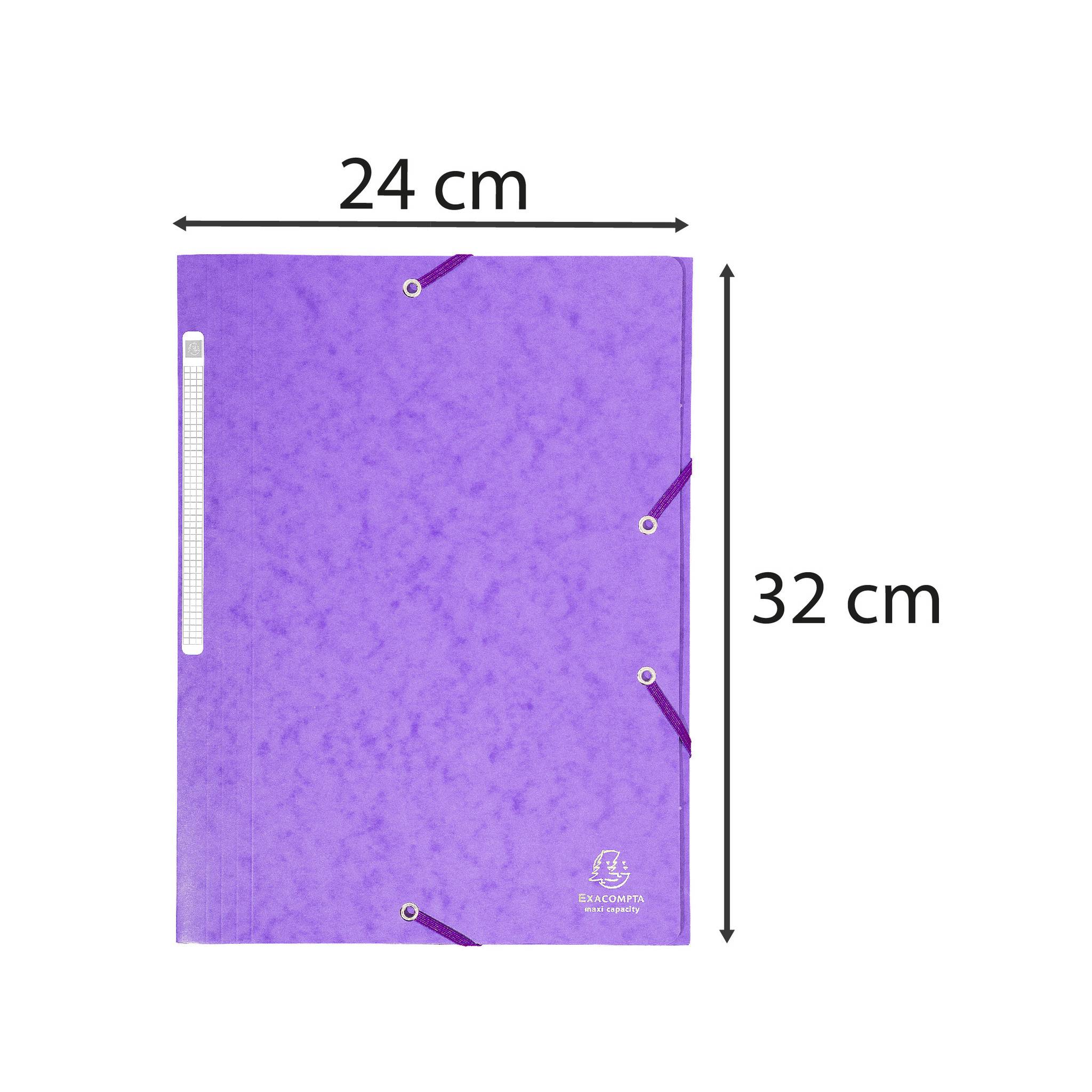 Exacompta 25x Sammelmappe +Gummizug 3 Klappen Karton 425g A4 MAXI Violett 17115H