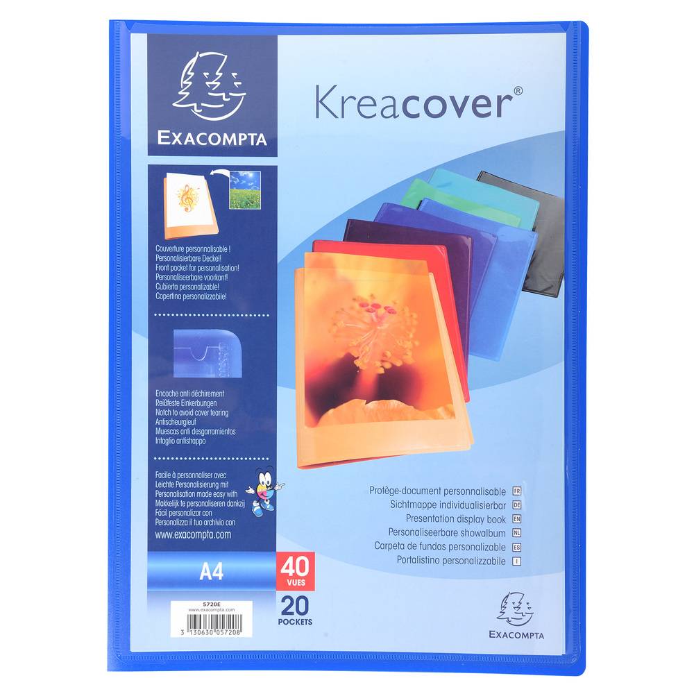 Exacompta 20x Sichtmappe PP 500µ + 20 Hüllen Kreacover, A4, sortiert, 5720E