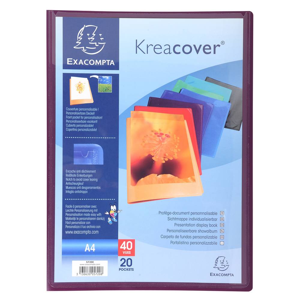 Exacompta 20x Sichtmappe PP 500µ + 20 Hüllen Kreacover, A4, sortiert, 5720E
