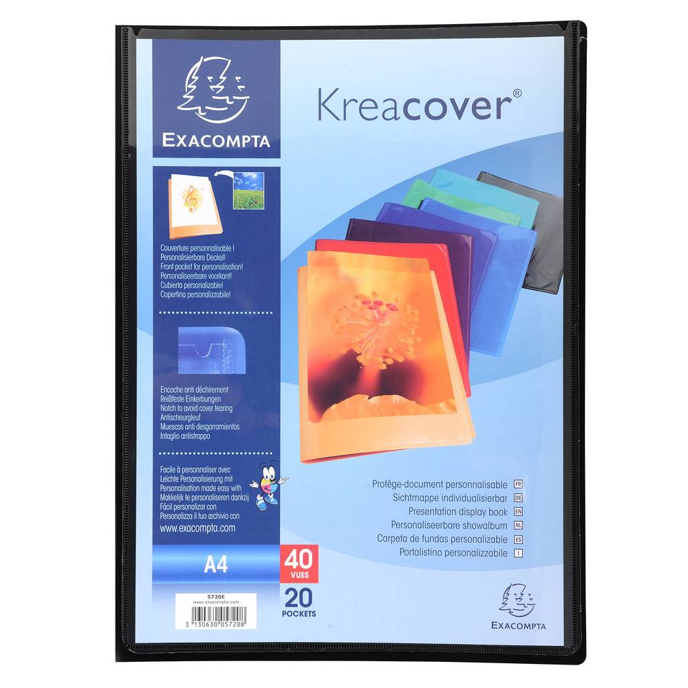 Exacompta 20x Sichtmappe PP 500µ + 20 Hüllen Kreacover, A4, sortiert, 5720E