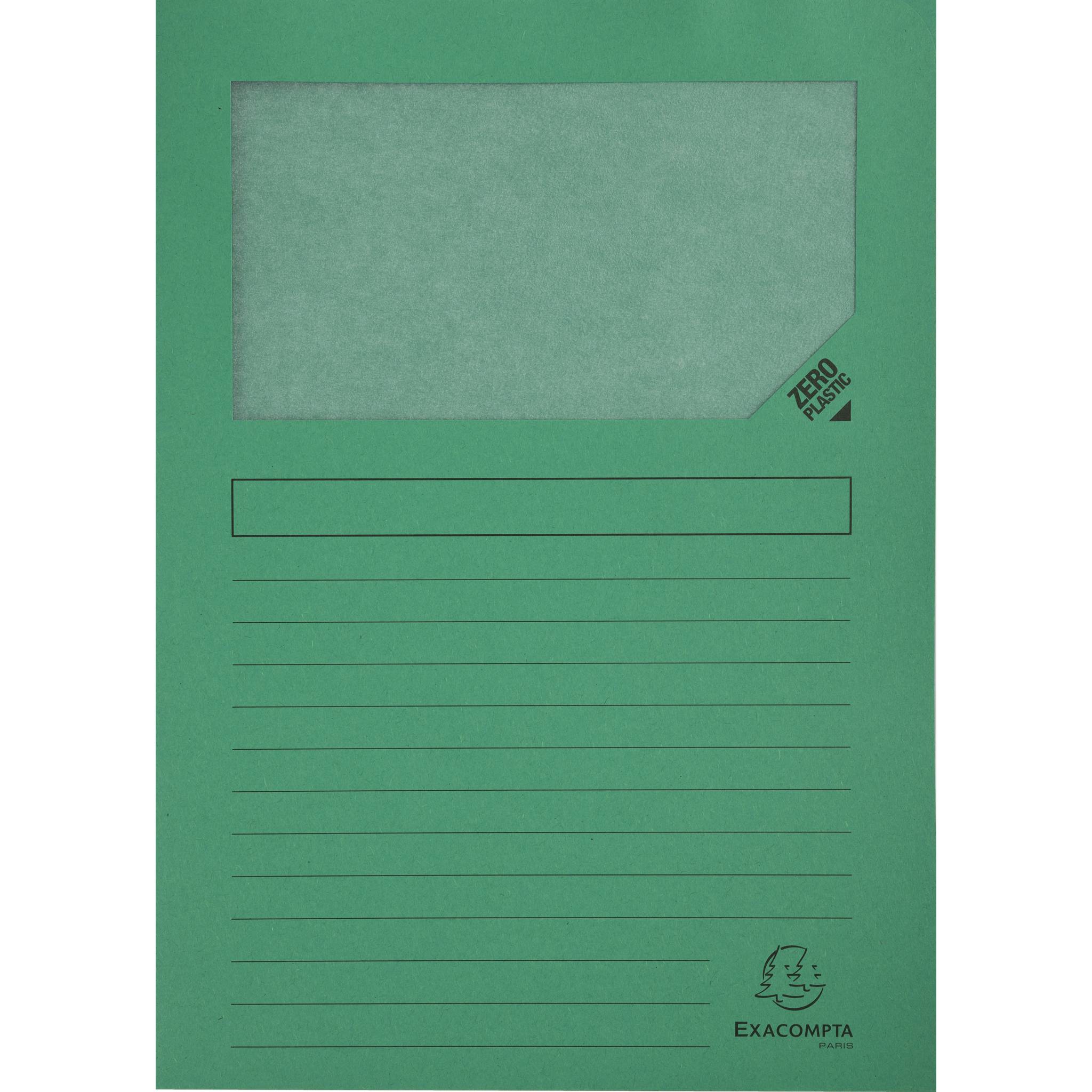 Exacompta 4x 100 Fenstermappen, A4, 160g, plastikfrei, Intensivgrün, 50103E