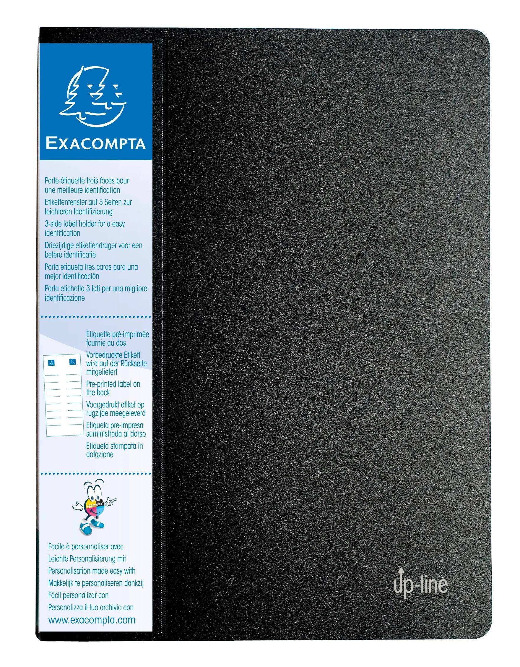 Exacompta 8x Schichtmappe PP 800µ 80 Hüllen Etikett 3 Seiten A4 Schwarz 88801E