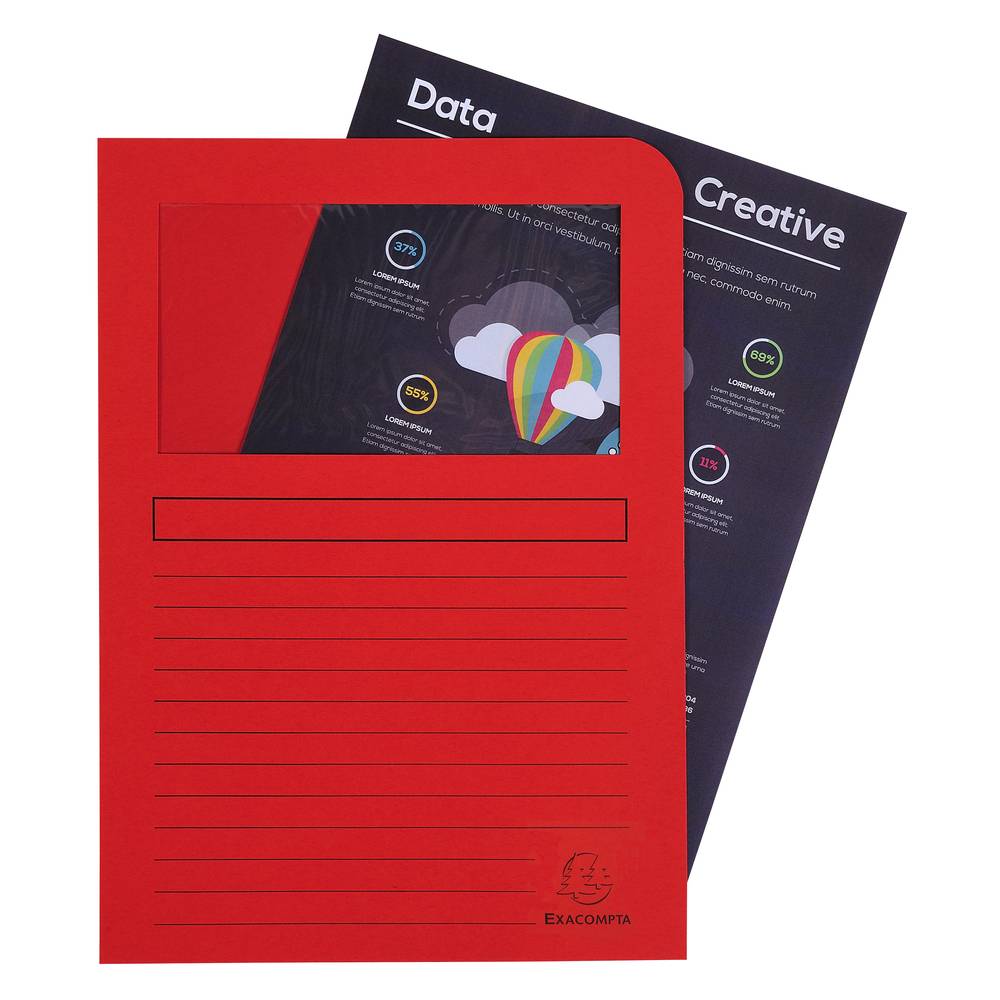 Exacompta 4x Pack 100 Fenstermappen, A4, 160g, plastikfrei - Rot - 50105E