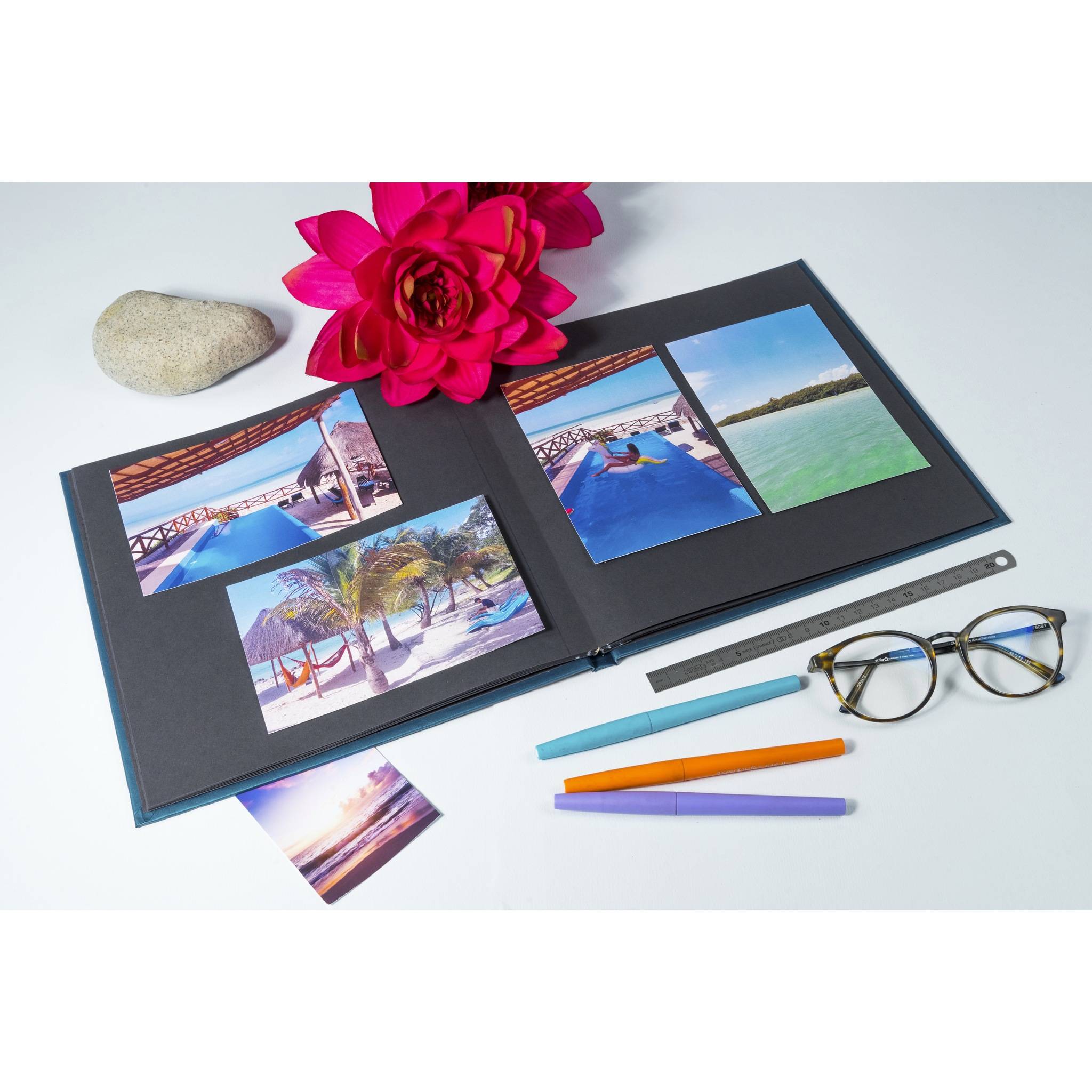 Exacompta 2x Fotoalbum 30 Seiten schwarz 25x25cm - Palma blau - Blau - 16307E