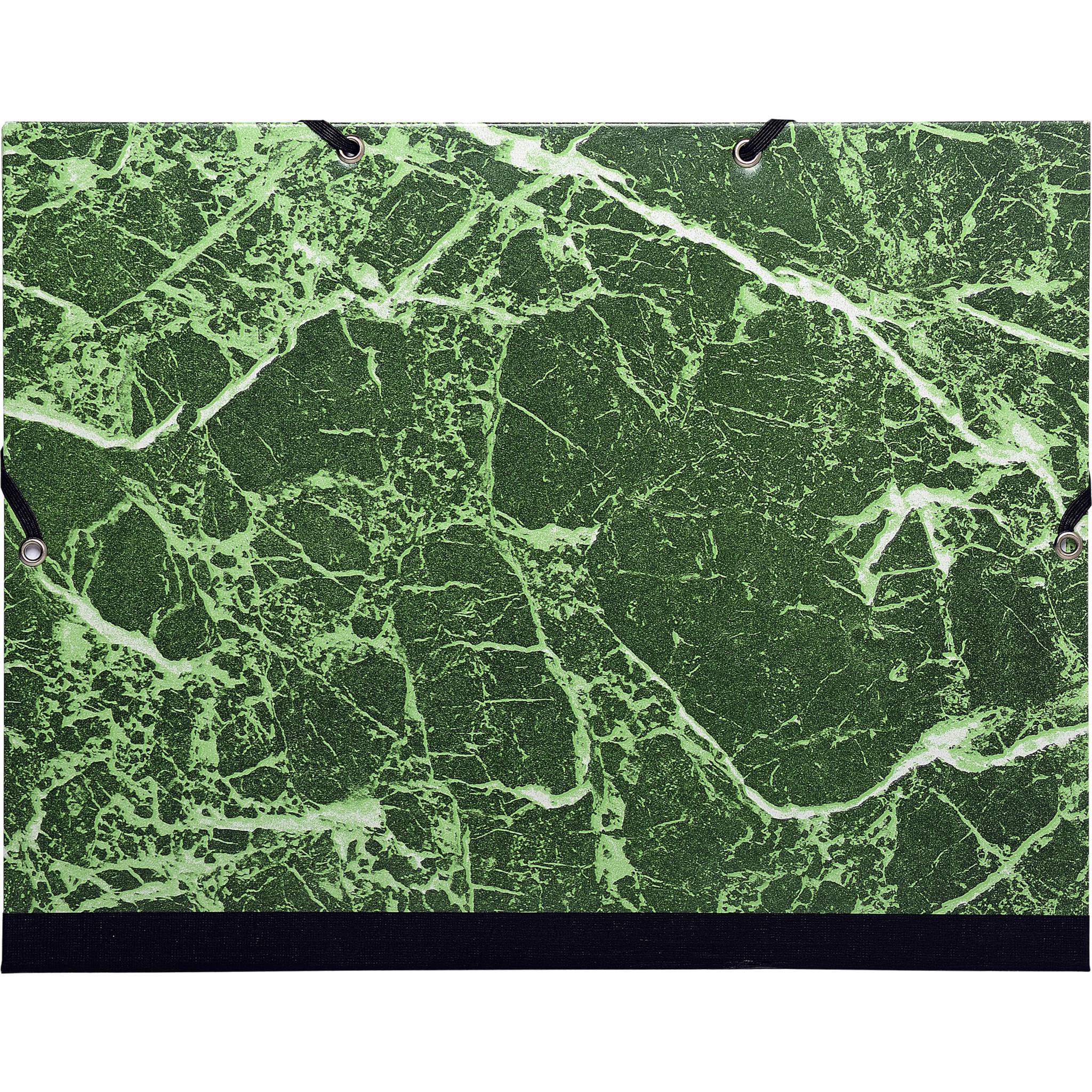 Exacompta 10x Zeichenmappe Gummizug A4 Überbreite marmoriert 26x33cm Grün 625E
