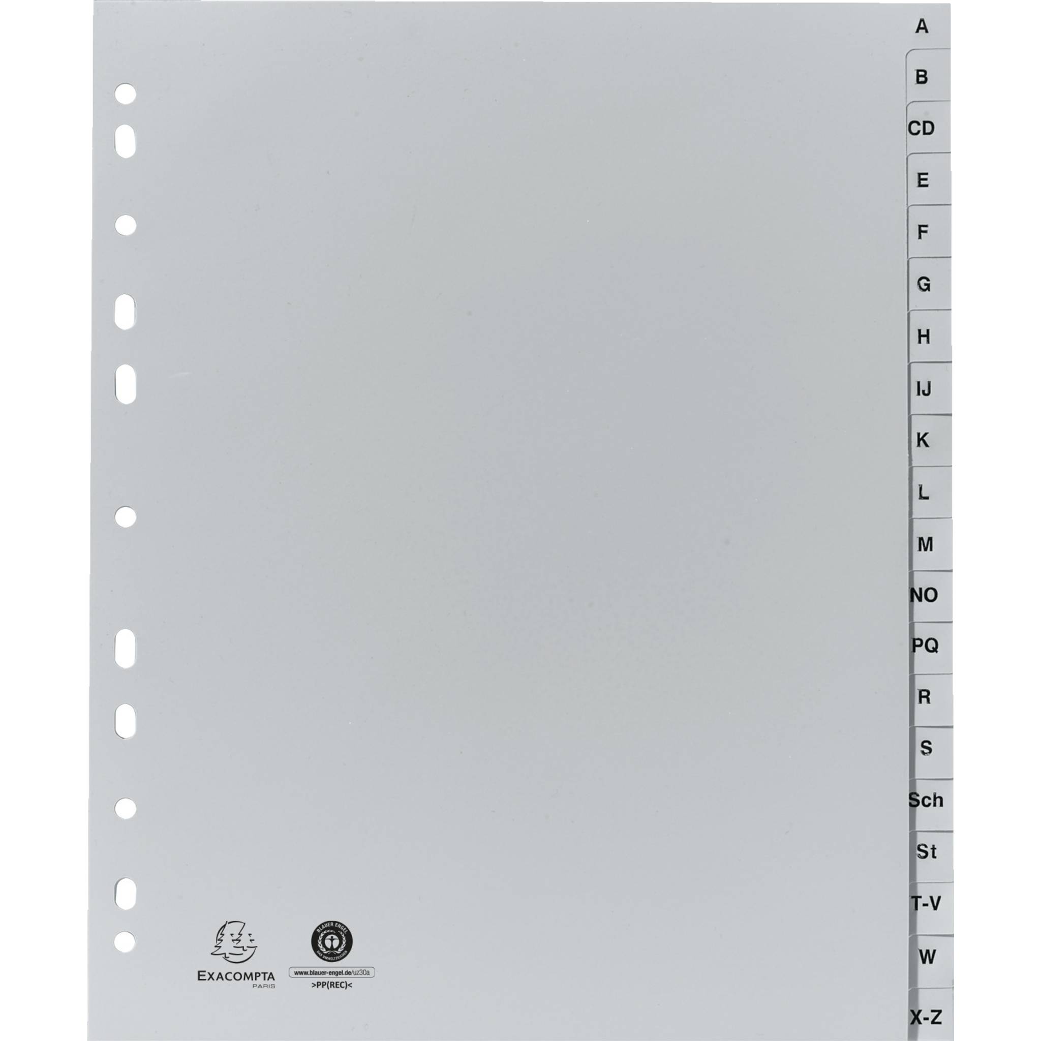Exacompta 25x Register A4 RC-PP grau 120µ A-Z (inkl. Sch St) 20 Pos Grau 1920B