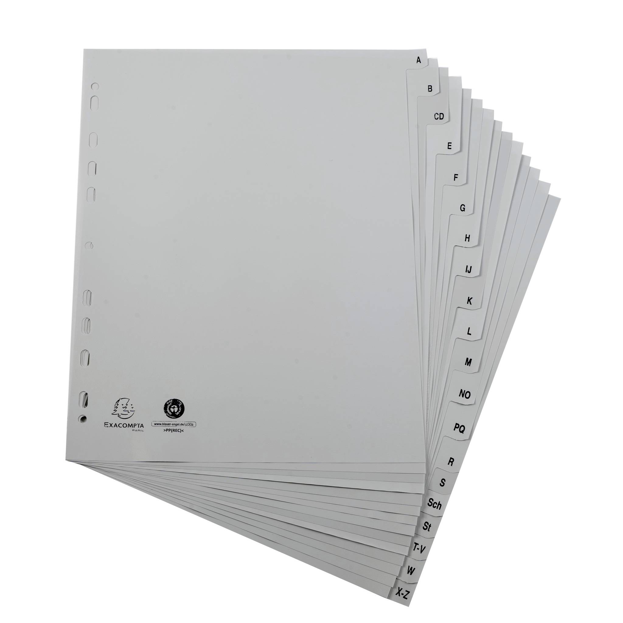 Exacompta 25x Register A4 RC-PP grau 120µ A-Z (inkl. Sch St) 20 Pos Grau 1920B