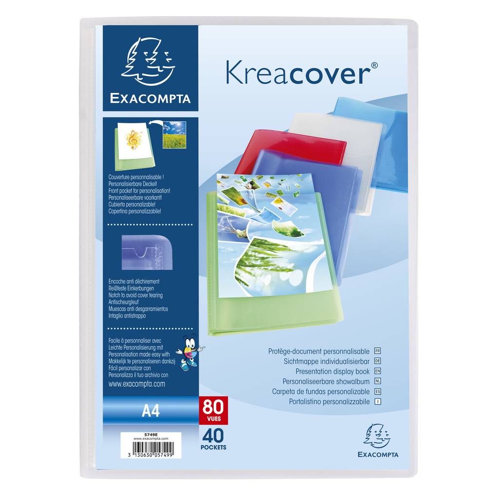 Exacompta 10x Sichtmappe PP 500µ + 40 Hüllen Kreacover , A4, sortiert, 5749E