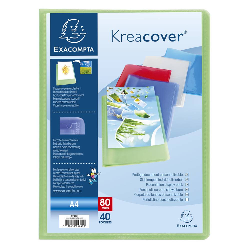 Exacompta 10x Sichtmappe PP 500µ + 40 Hüllen Kreacover , A4, sortiert, 5749E