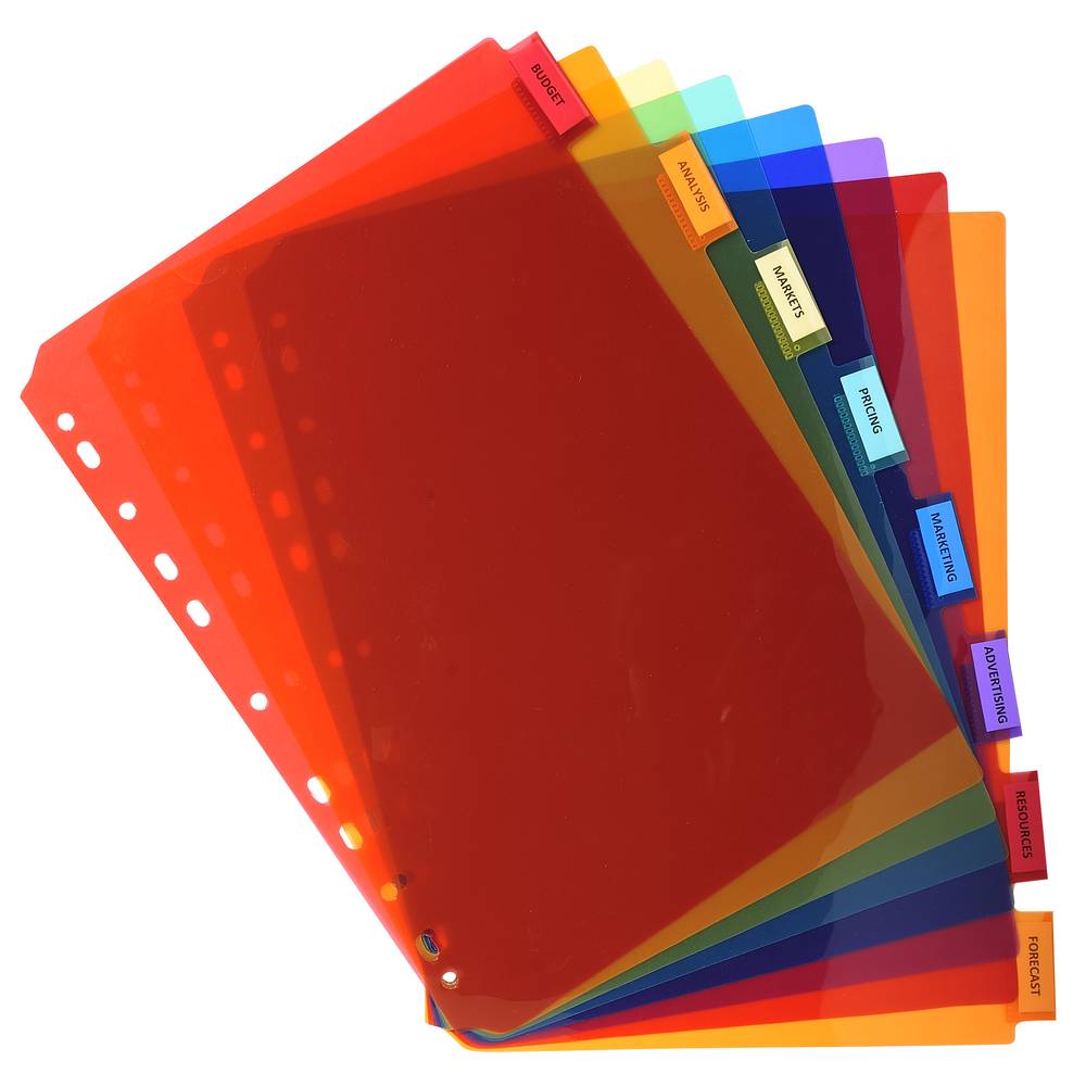 Exacompta 10x Register PP transluzent 200µ, 8-teilig, für DIN A4 - 3908E