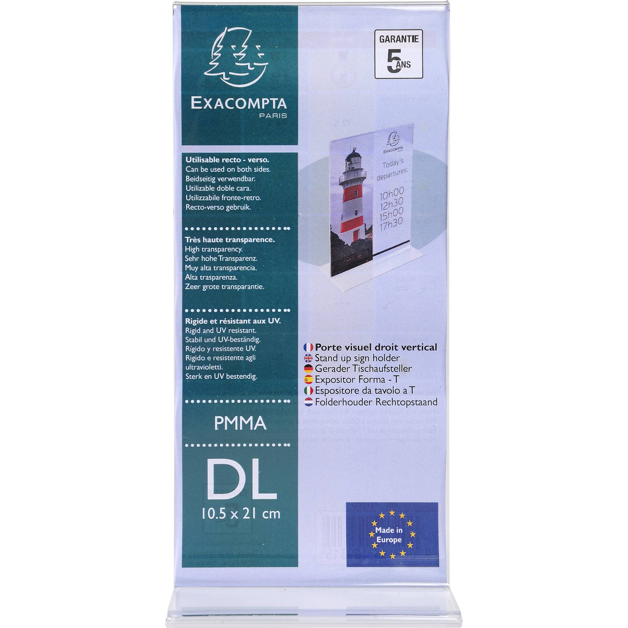 Exacompta 30x gerader Tischaufsteller DL, Hochformat, Exacryl, Kristall, 83158D