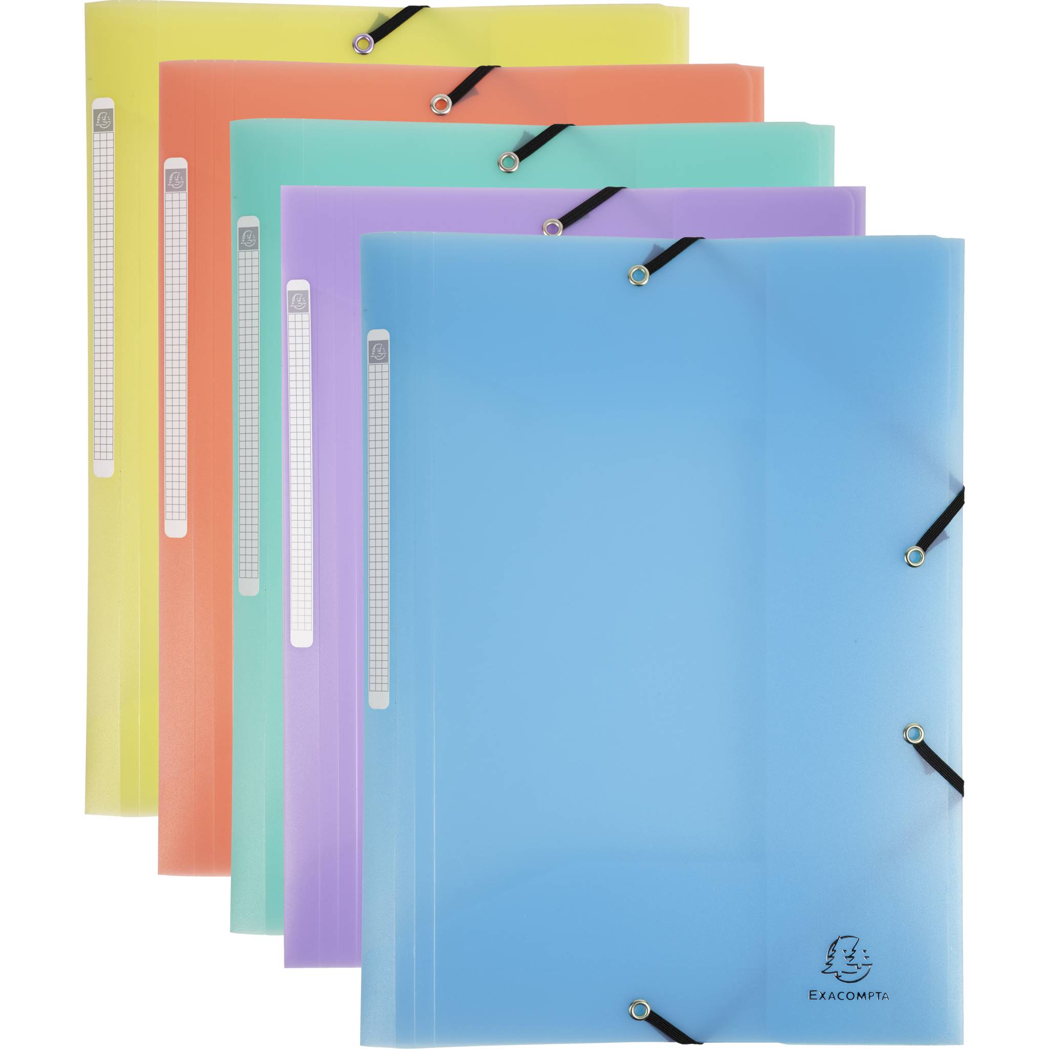 Exacompta 25x Sammelmappe A4 + Gummizug, 3 Klappen, PP, sortiert, 55170E