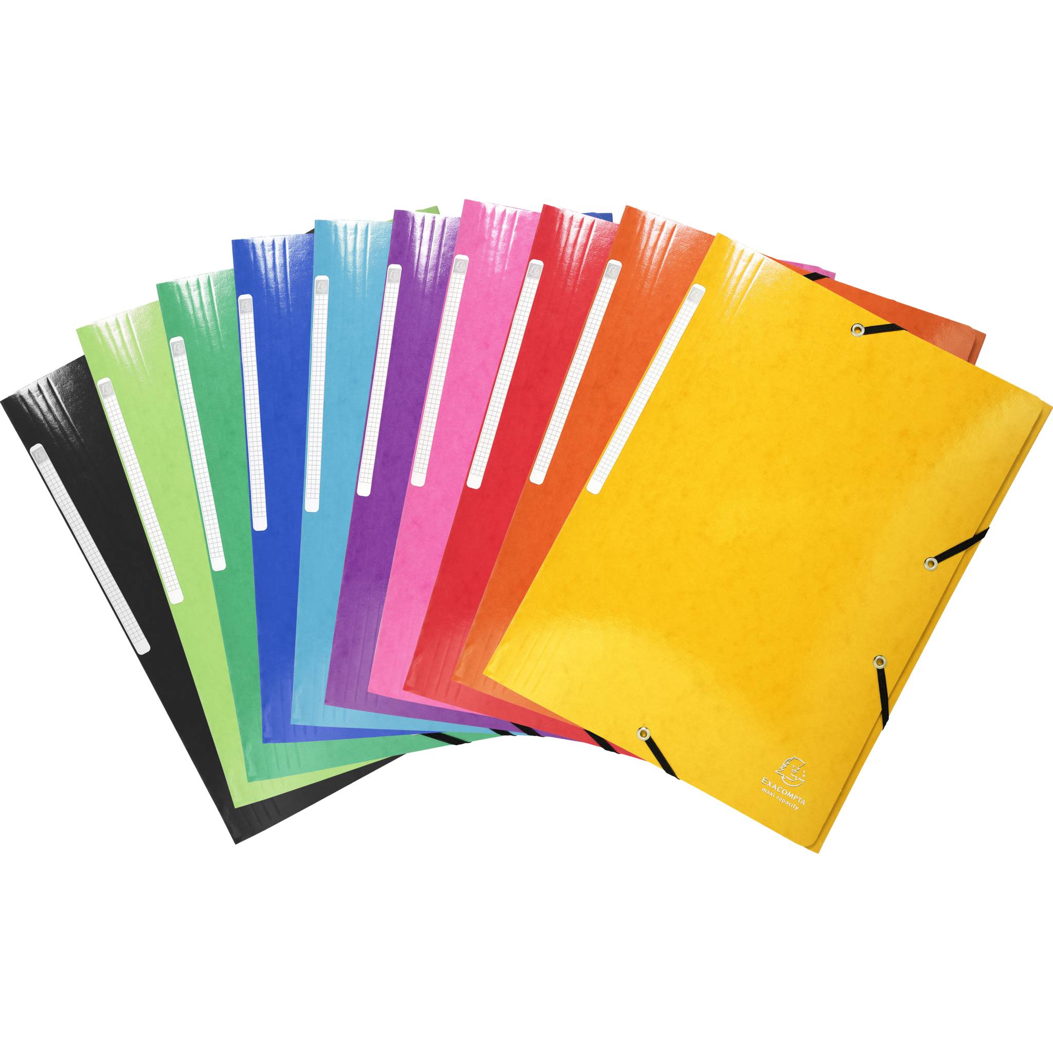 Exacompta 40x Sammelmappe +3 Klappen Gummizug MAXI Karton A4 sortiert 55930E