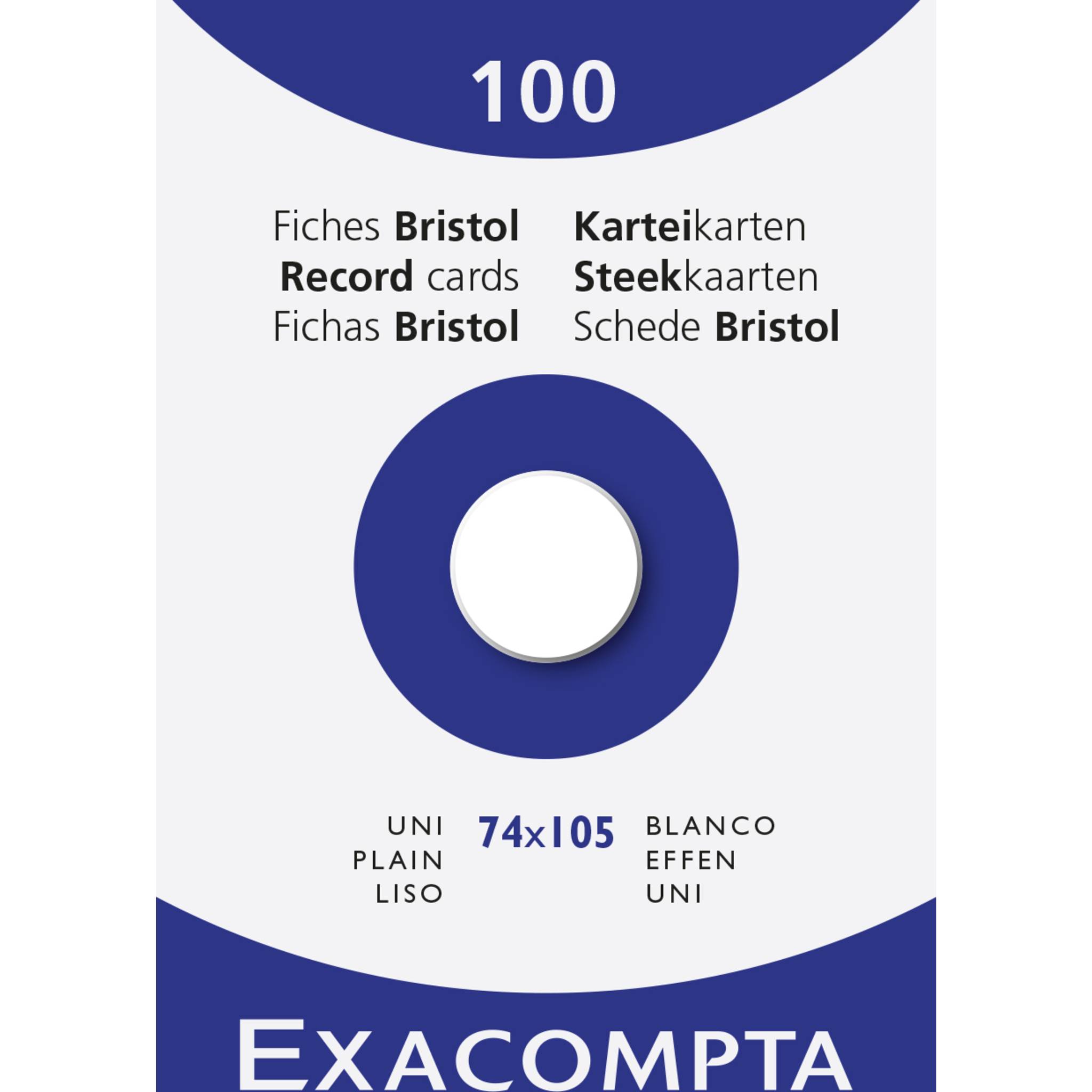 Exacompta 10x Karteikarten A7 blanko, Faltschachtel mit 100 Stück, Weiß, 13300B