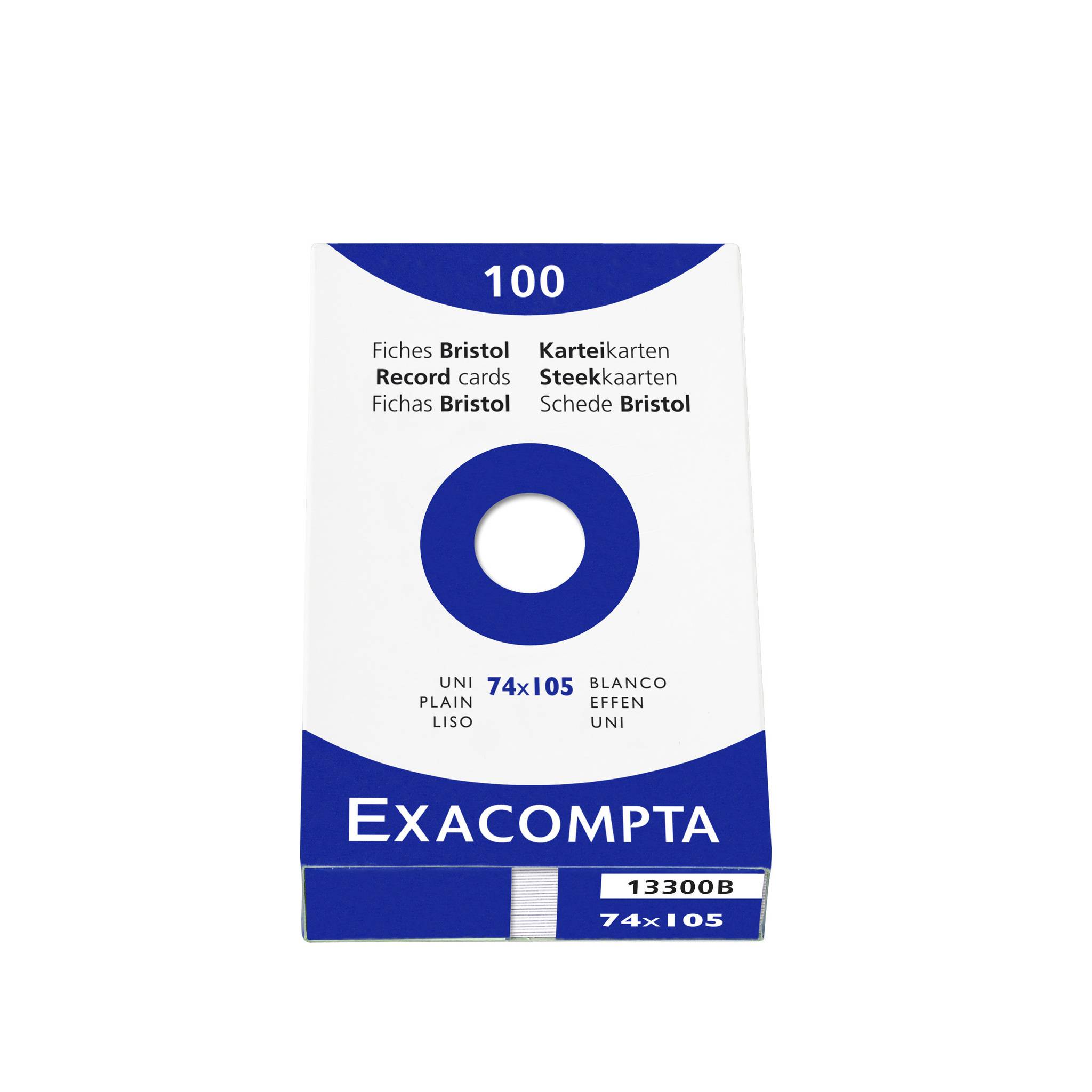 Exacompta 10x Karteikarten A7 blanko, Faltschachtel mit 100 Stück, Weiß, 13300B