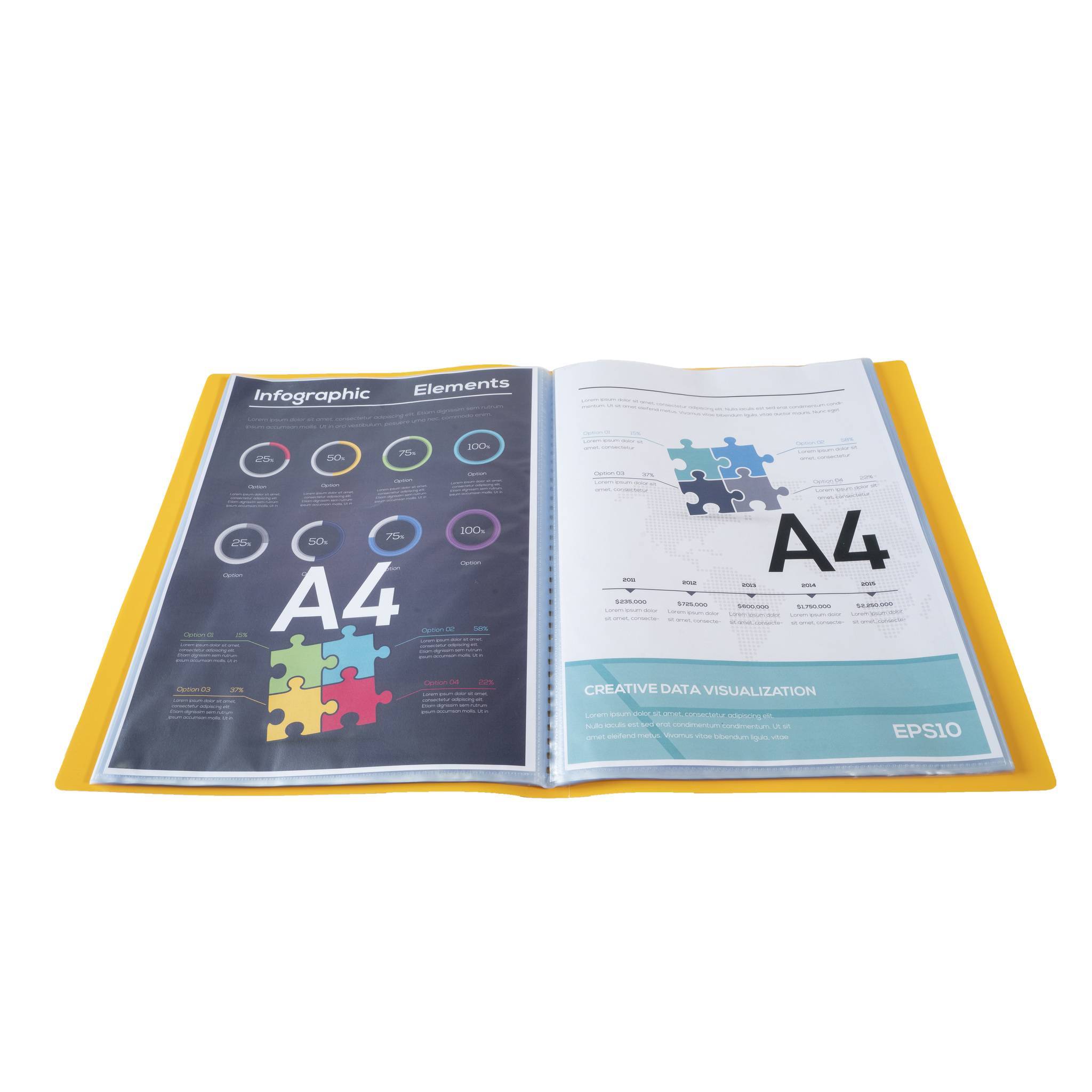 Exacompta 20x Sichtmappe A4 flexiblem Polypropylen, opak, 20 Hüllen, Gelb, 8529E