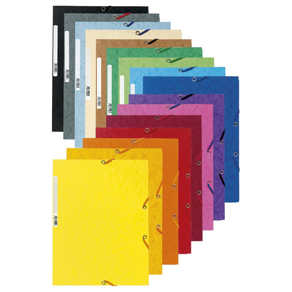 Exacompta 50x Sammelmappe +Gummizug 3 Klappen Etikett Karton A4 sortiert 55500E