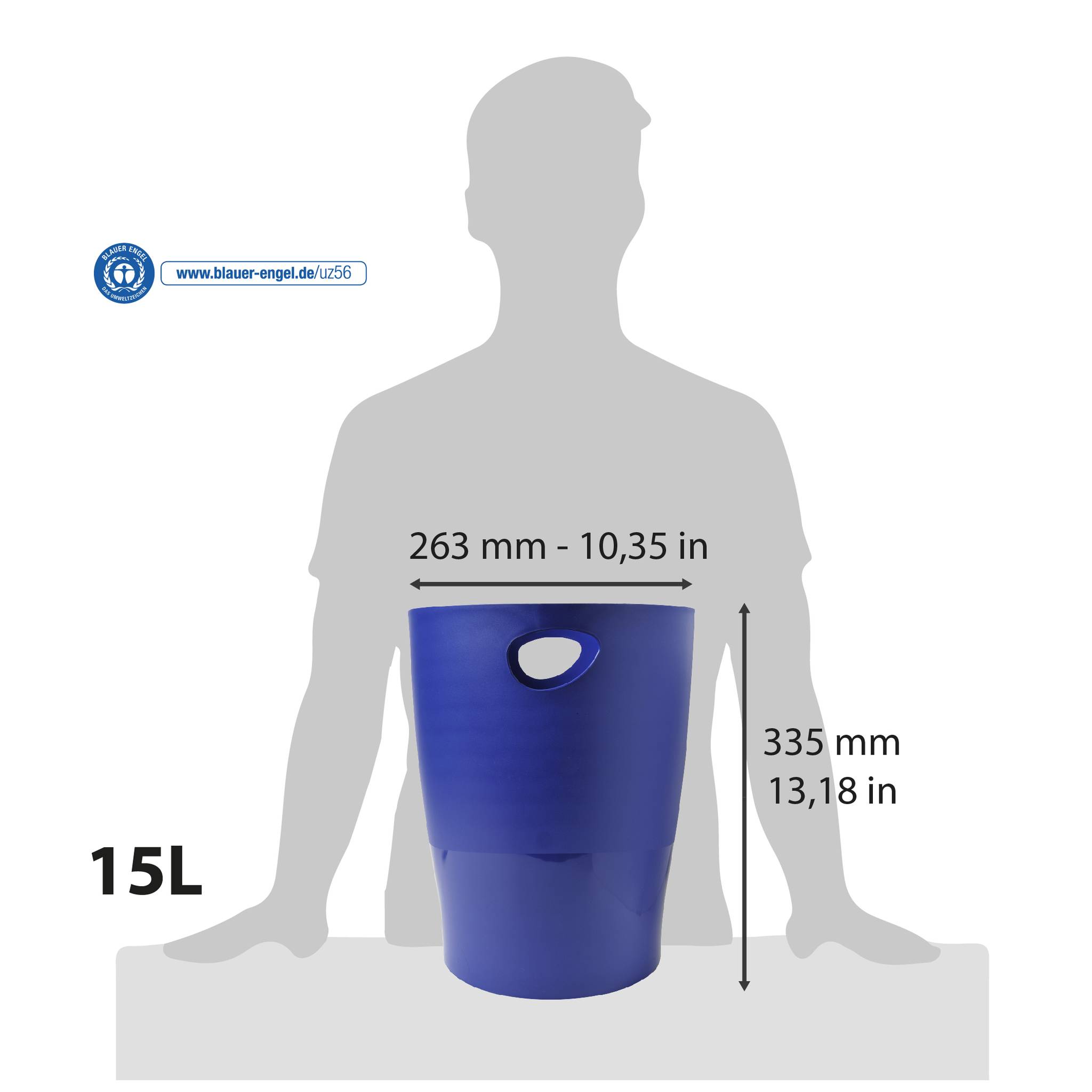 Exacompta 8x Papierkorb Ecobin, 15 Liter, Forever - Nachtblau - 453104D