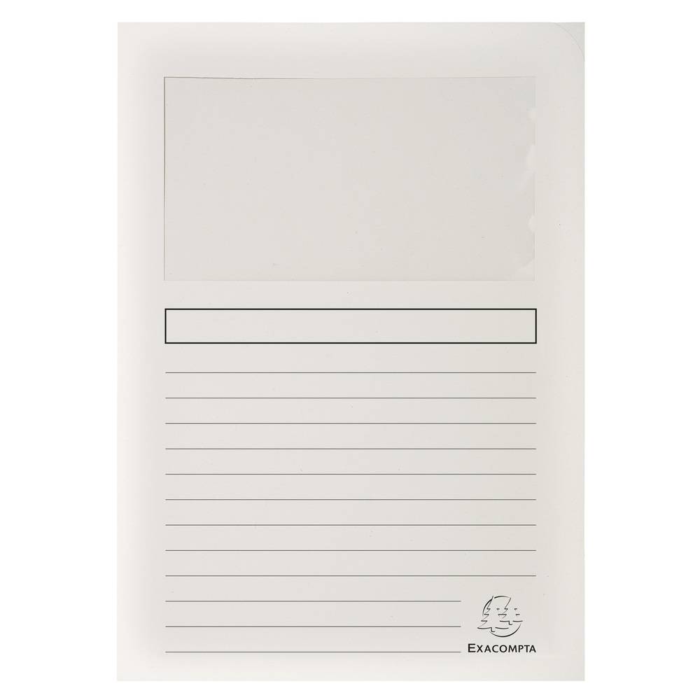 Exacompta Pack 100 Fenstermappen, A4, 160g, plastikfrei - Weiß - 50151E