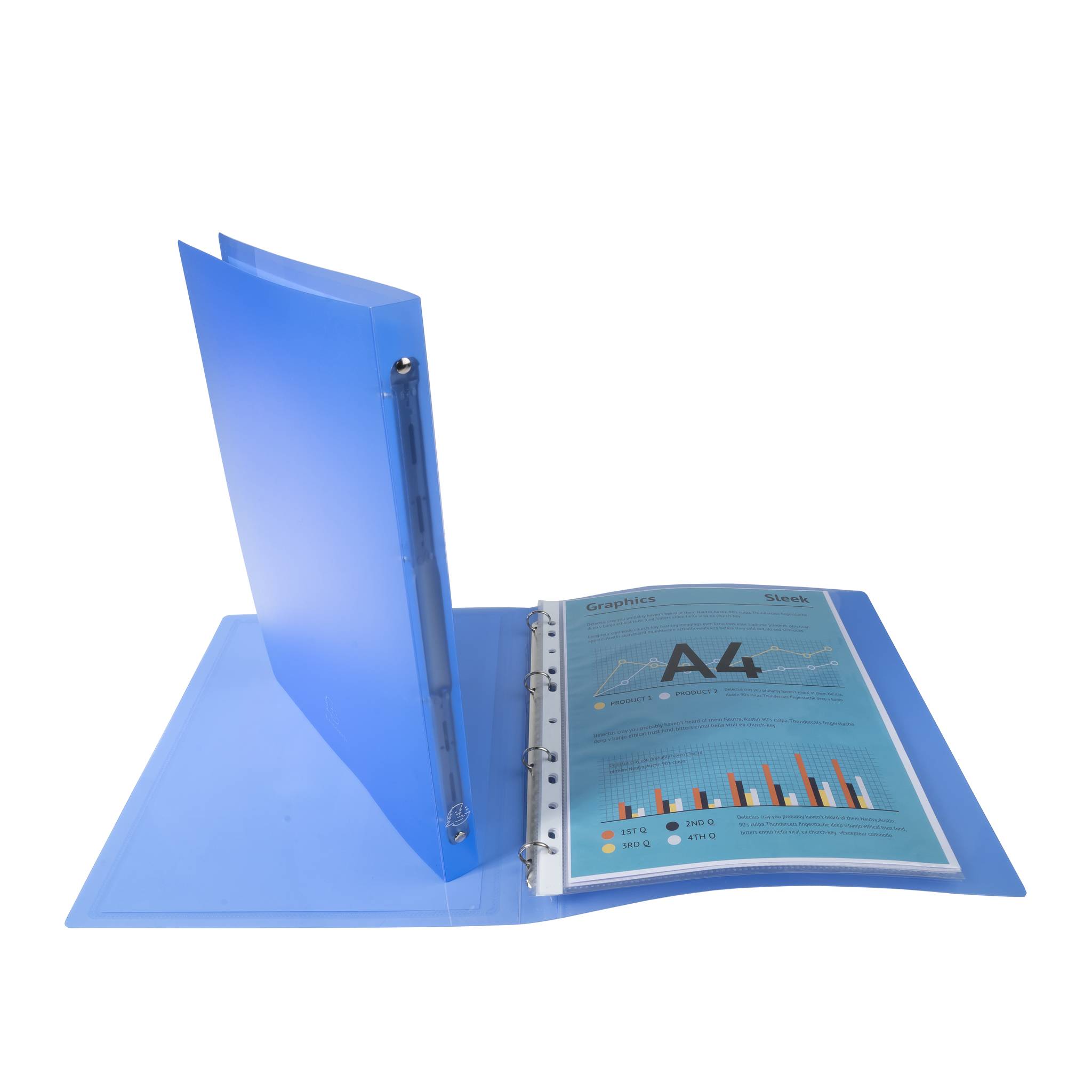 Exacompta 51962E 12x Exacompta, flexibler Ringhefter aus PP Chromaline 500, 4 Ringe 15mm, Rückenbreite 20mm, für DIN A4, Kreacover - Blau