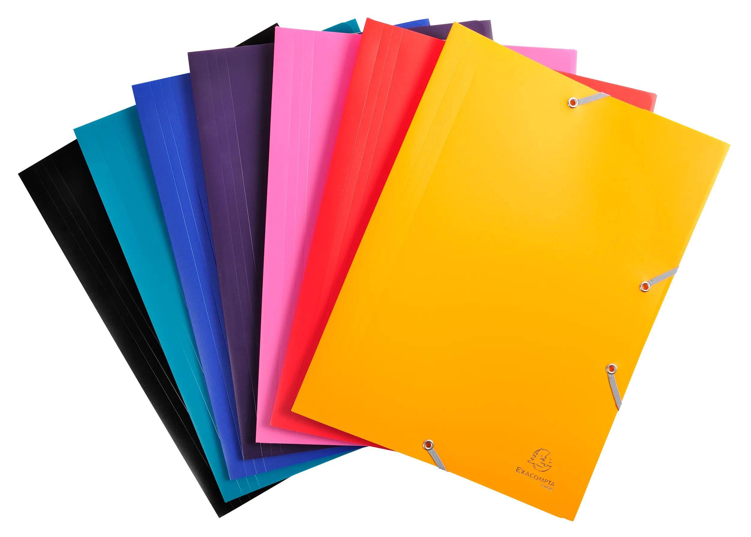 Exacompta 60x Sammelmappe +Gummizug 3 Klappen PP 400µ Eco A4 sortiert 559000E
