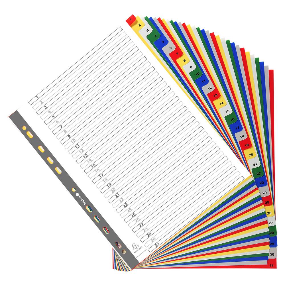 Exacompta 20x Register für Ordner Ringbücher PP 31 Positionen Taben 1-31 A4 93E