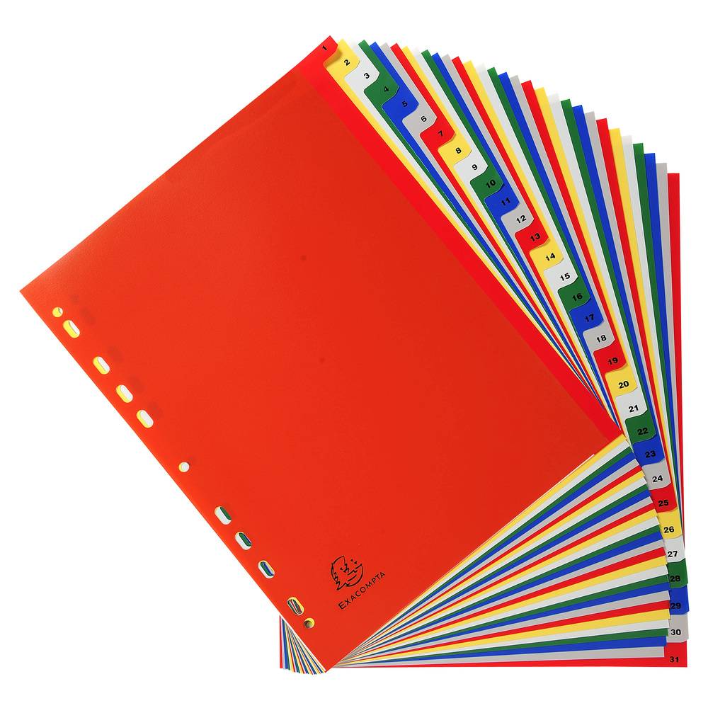 Exacompta 20x Register für Ordner Ringbücher PP 31 Positionen Taben 1-31 A4 93E