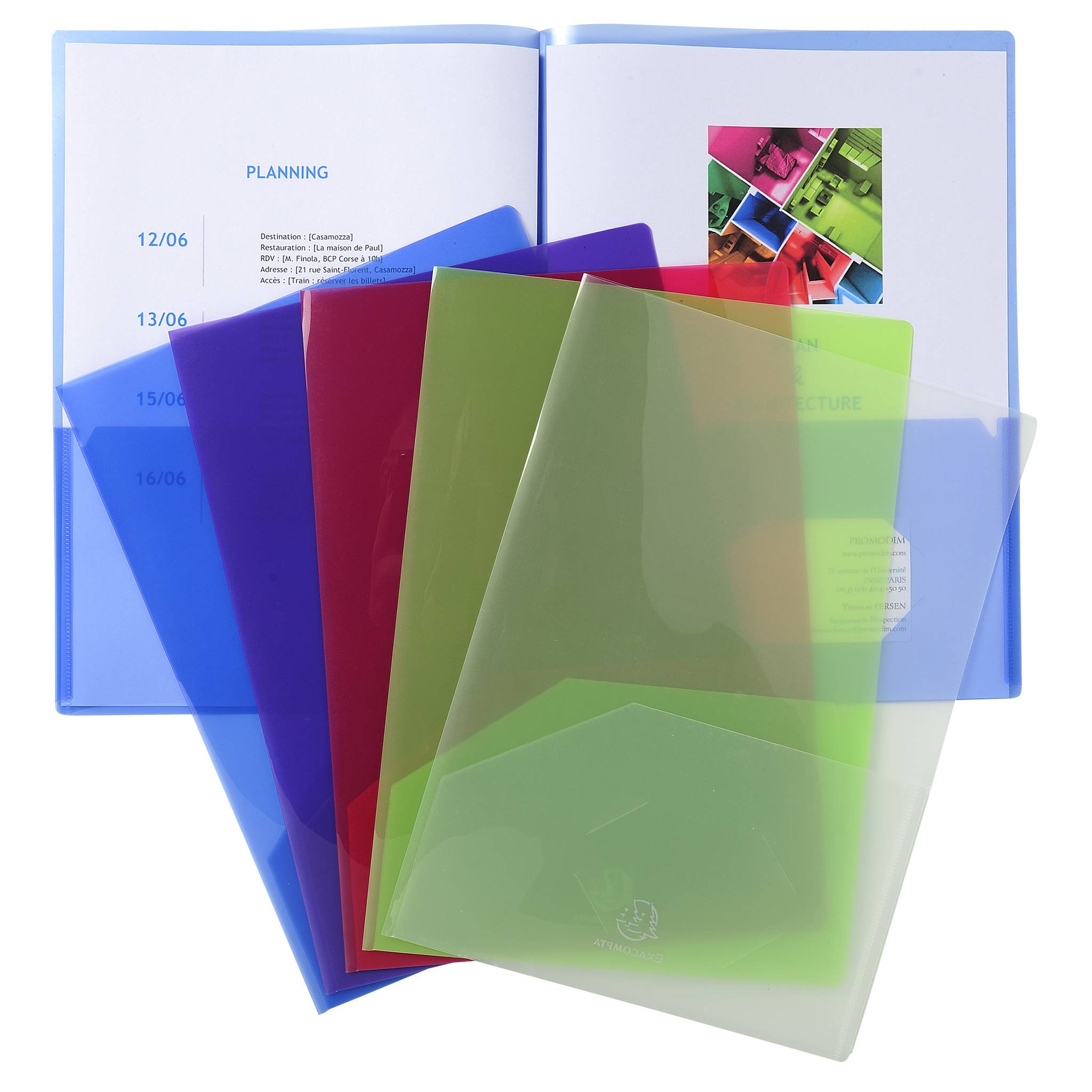 Exacompta 2x Präsentionmappen PP 200µ A4 A3 farbig sortiert 3960E