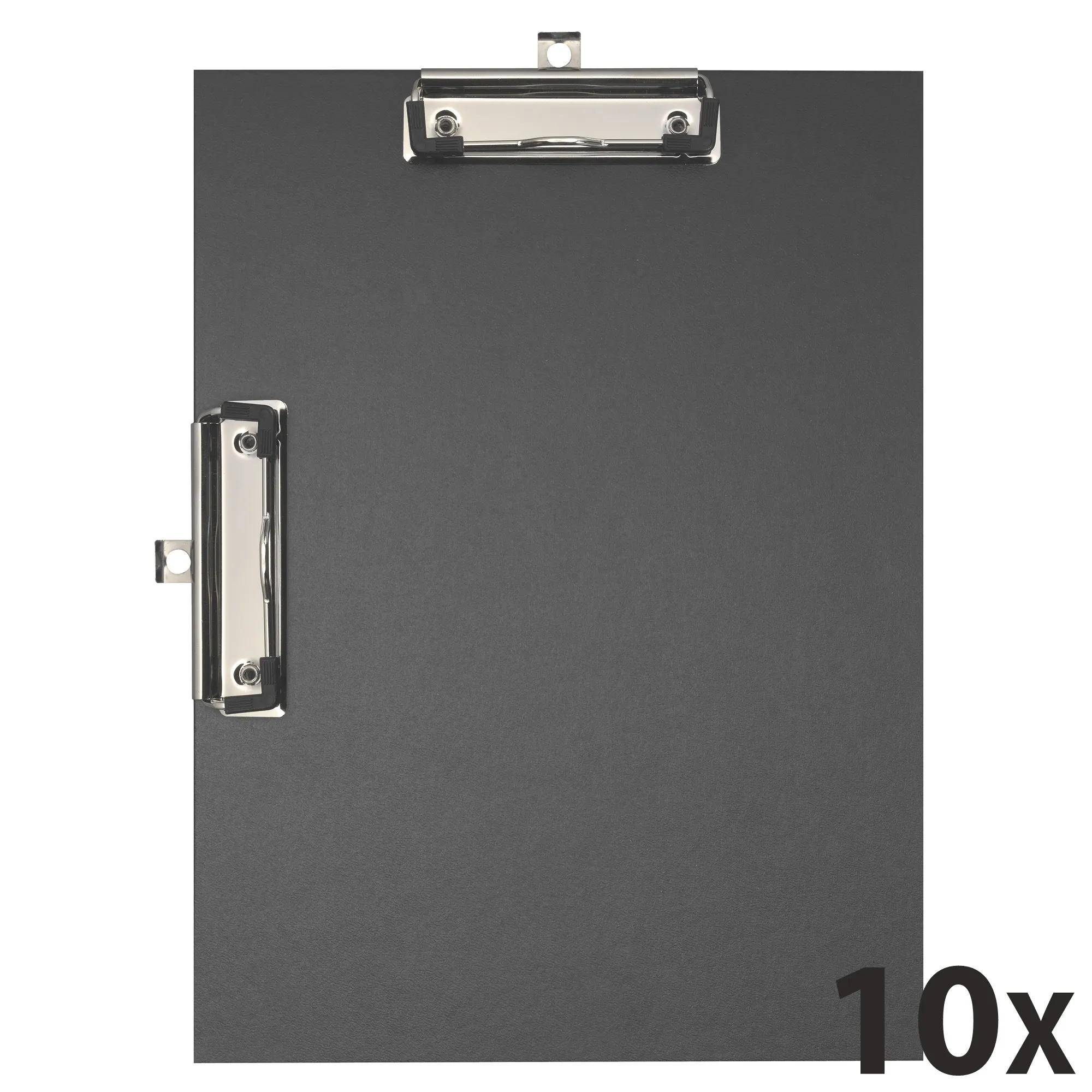 Exacompta 10x Klemmbrett Doppelclip beschichtet Format 23x32cm A4 Schwarz 18271E