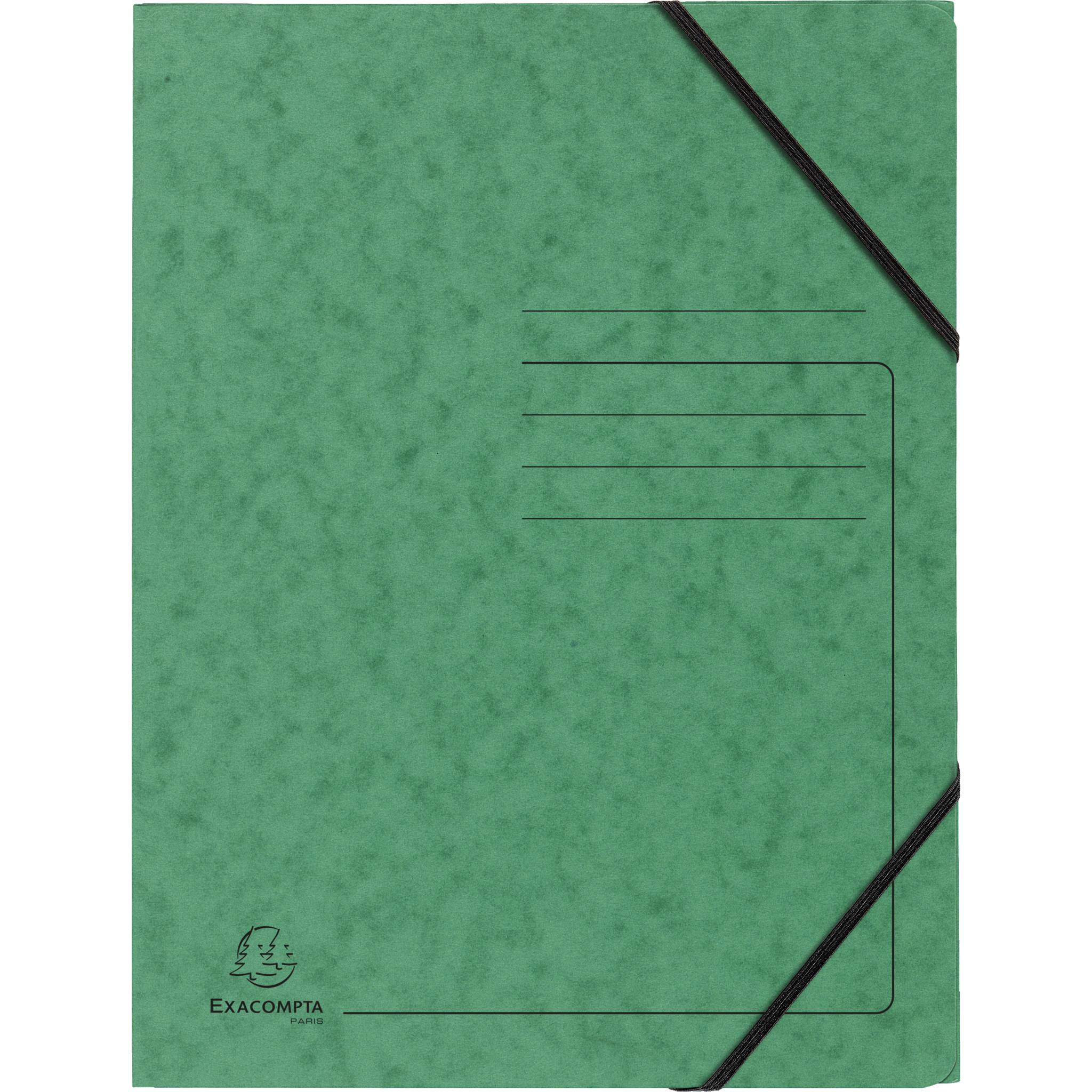 Exacompta 25x Eckspannmappe + Gummizug ohne Klappen, Karton, A4, Grün, 555413E