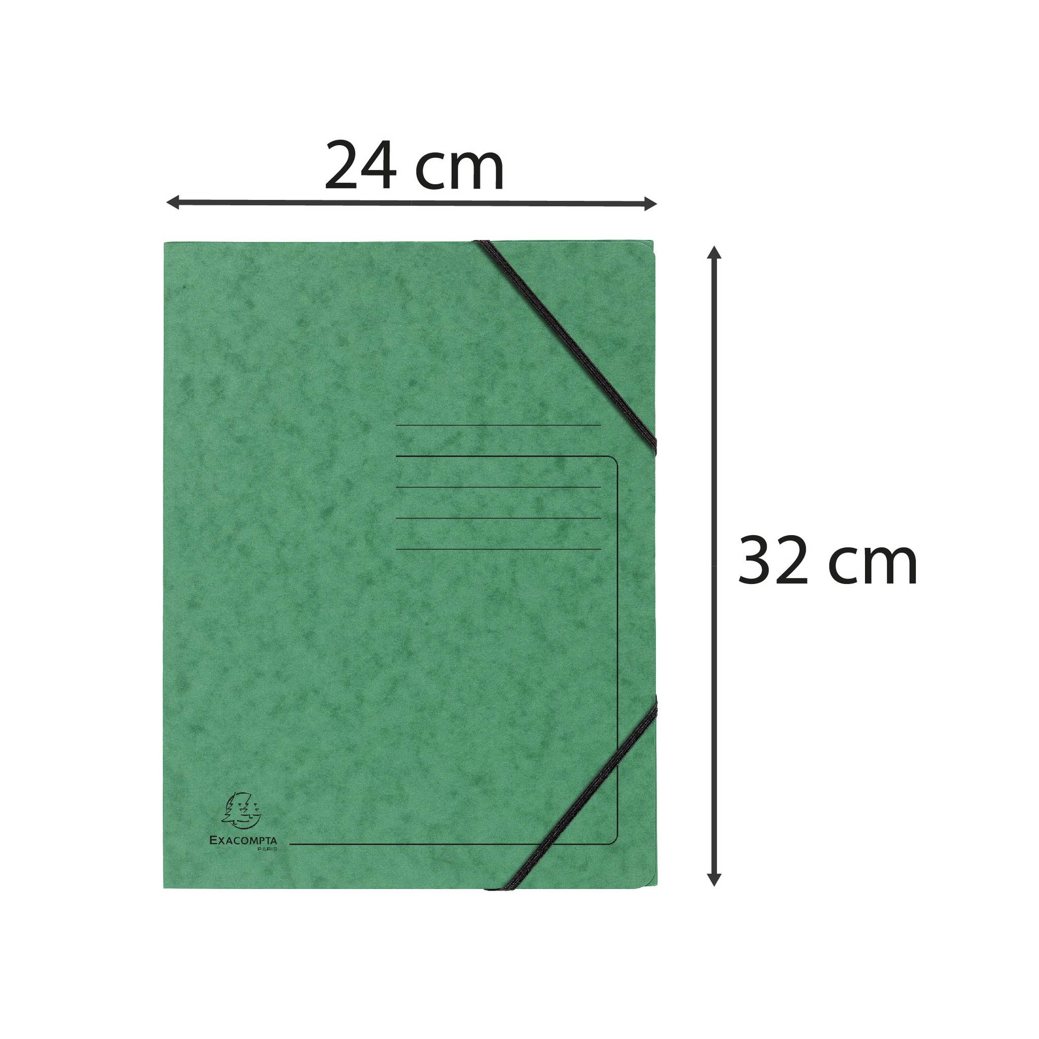 Exacompta 25x Eckspannmappe + Gummizug ohne Klappen, Karton, A4, Grün, 555413E