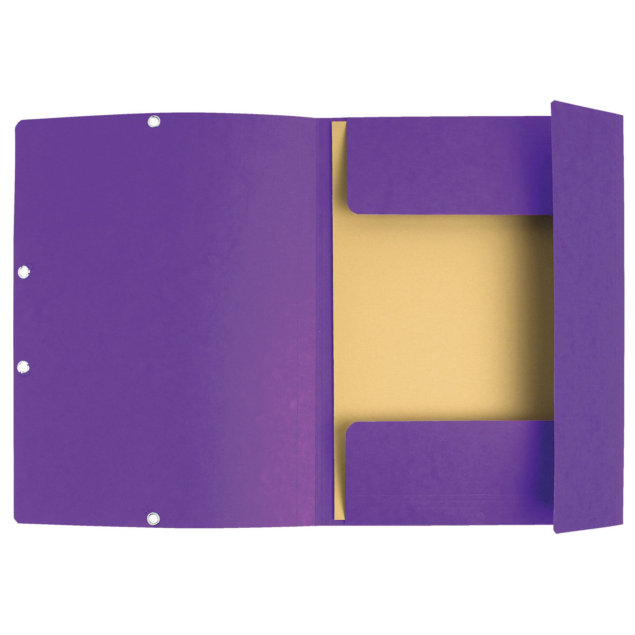 Exacompta 25x Sammelmappe + Gummizug 3 Klappen Karton 355g/m2 A4 Violett 55408E