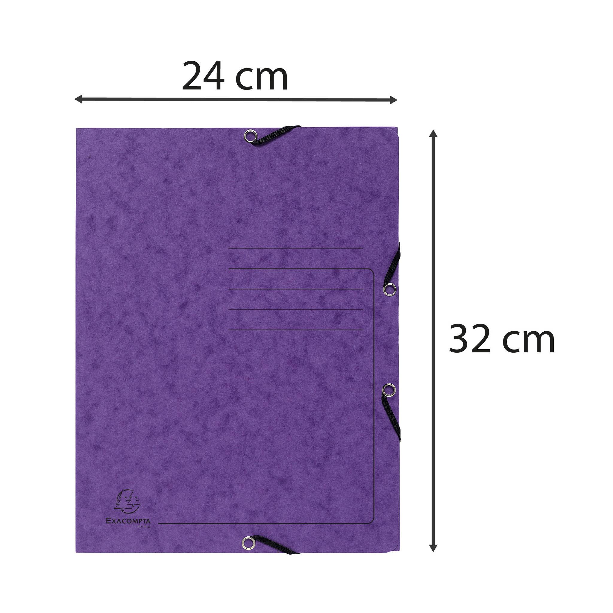 Exacompta 25x Sammelmappe + Gummizug 3 Klappen Karton 355g/m2 A4 Violett 55408E