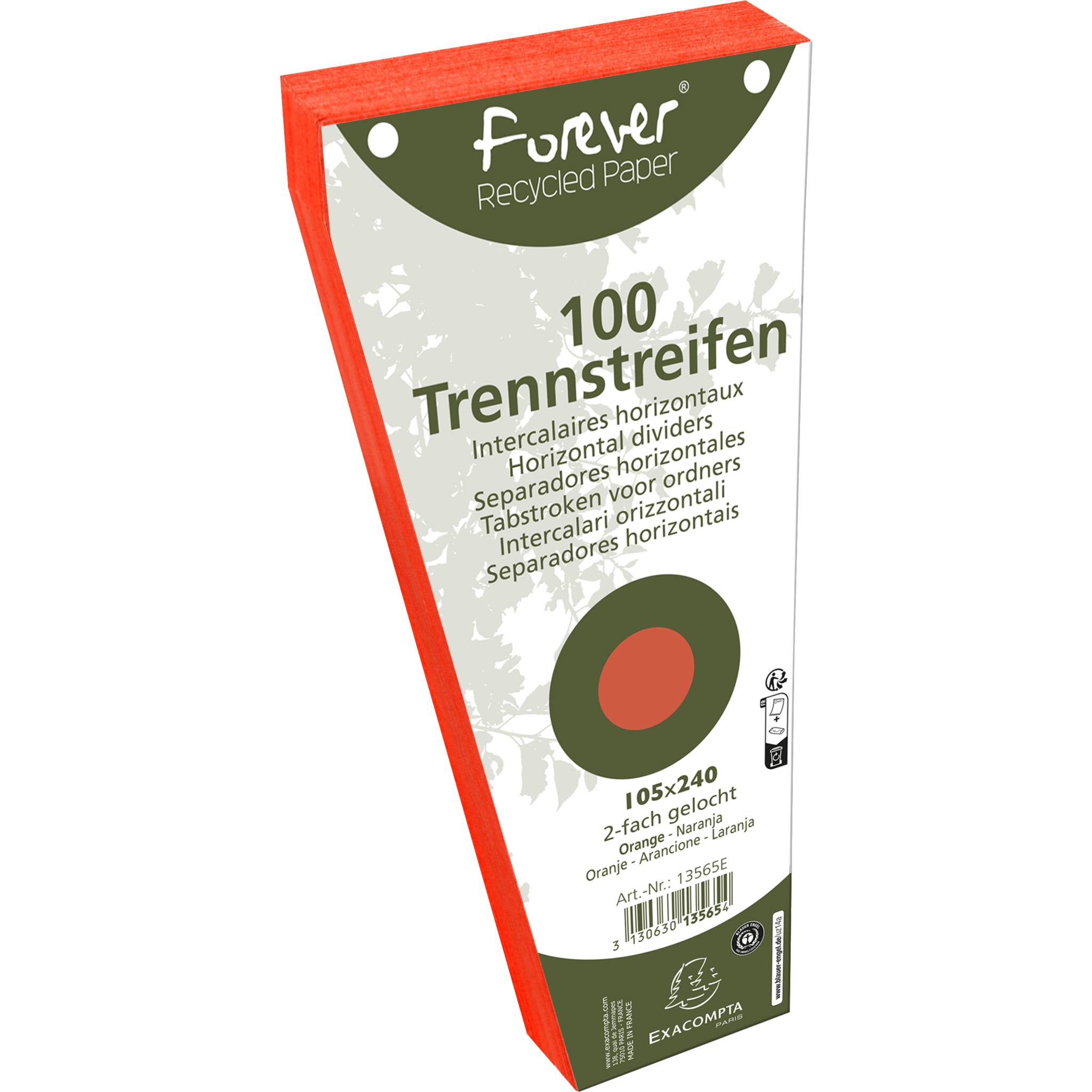 Exacompta 6x 100 Trennstreifen trapez gelocht RC Kart 105x240mm Orange 13565E